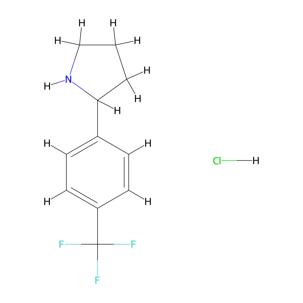 2-(4-(Trifluoromethyl)phenyl)pyrrolidine hydrochloride molecular structure, CAS 1197232-77-1