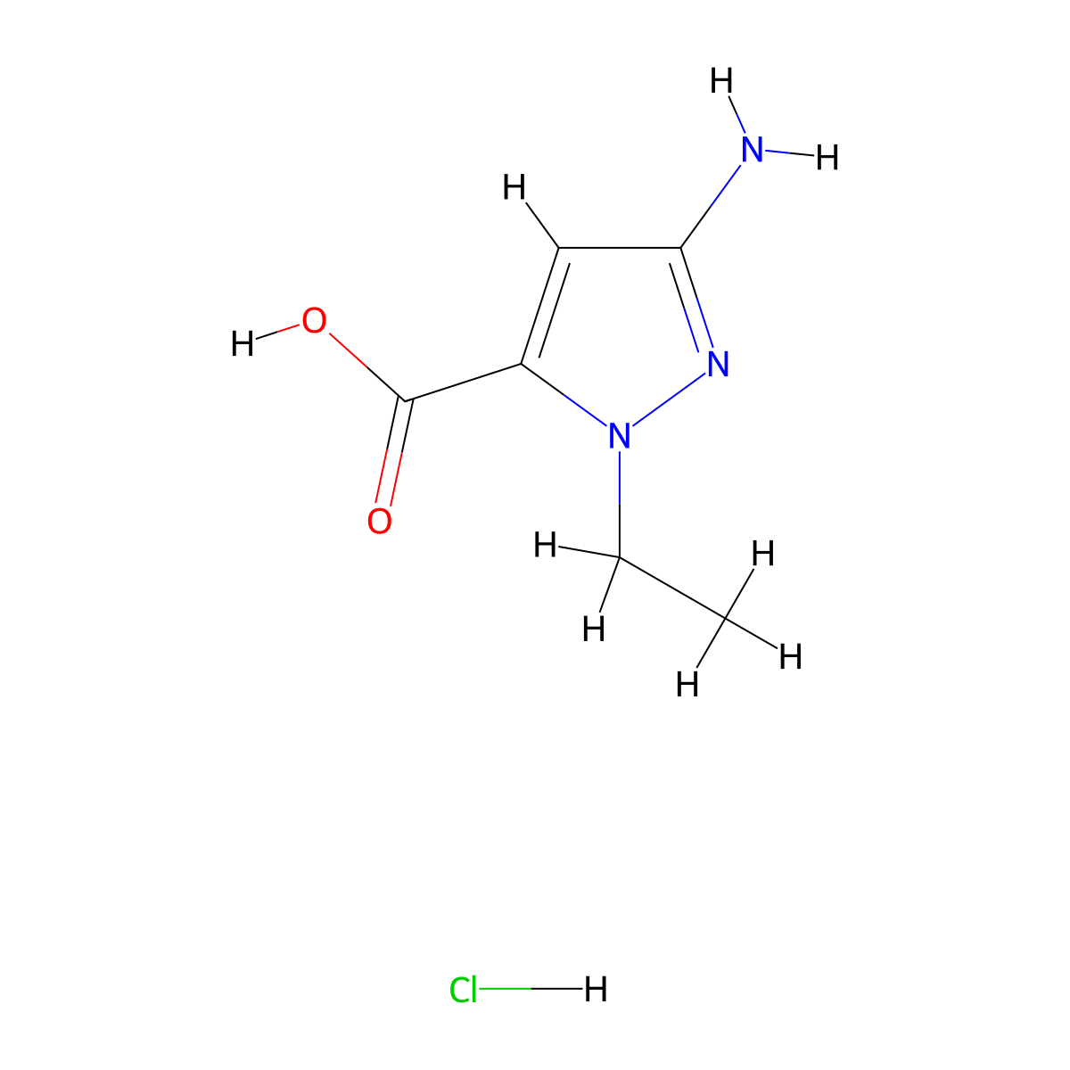 3-Amino-1-ethyl-1H-pyrazole-5-carboxylic acid hydrochloride molecular structure, CAS 1197233-51-4