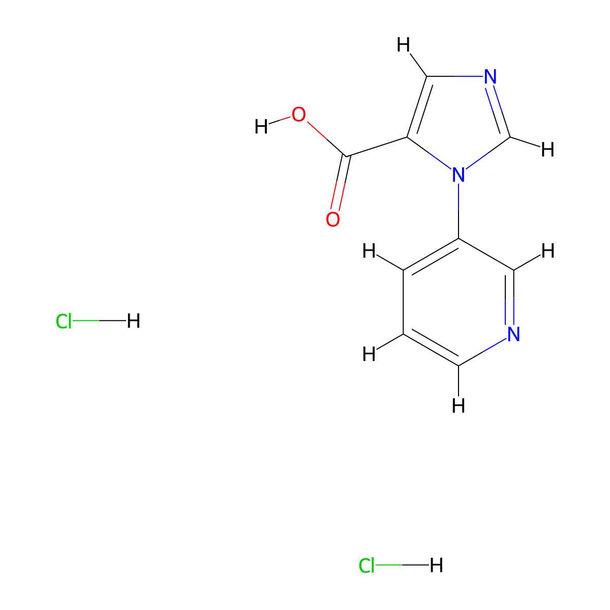 1-(pyridin-3-yl)-1H-imidazole-5-carboxylic acid dihydrochloride molecular structure, CAS 1197233-63-8