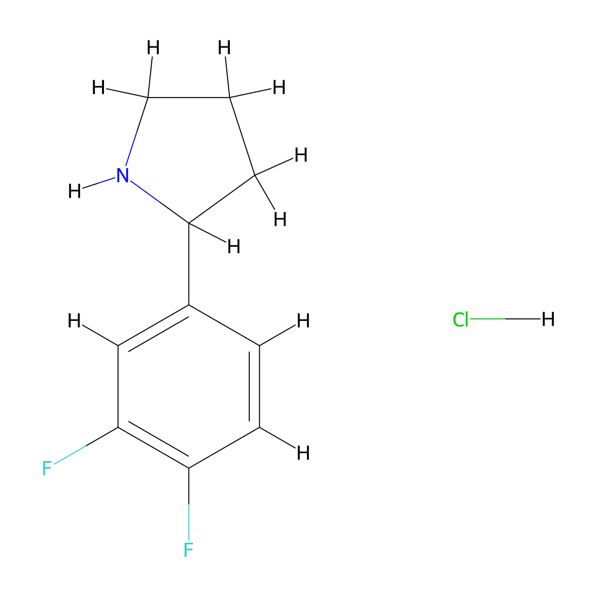 2-(3,4-Difluorophenyl)pyrrolidine hydrochloride molecular structure, CAS 1197234-09-5