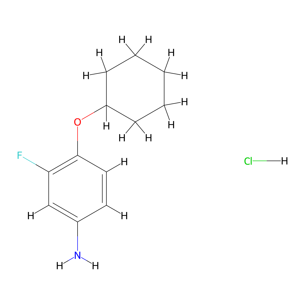4-(Cyclohexyloxy)-3-fluoroaniline hydrochloride molecular structure, CAS 1197234-19-7