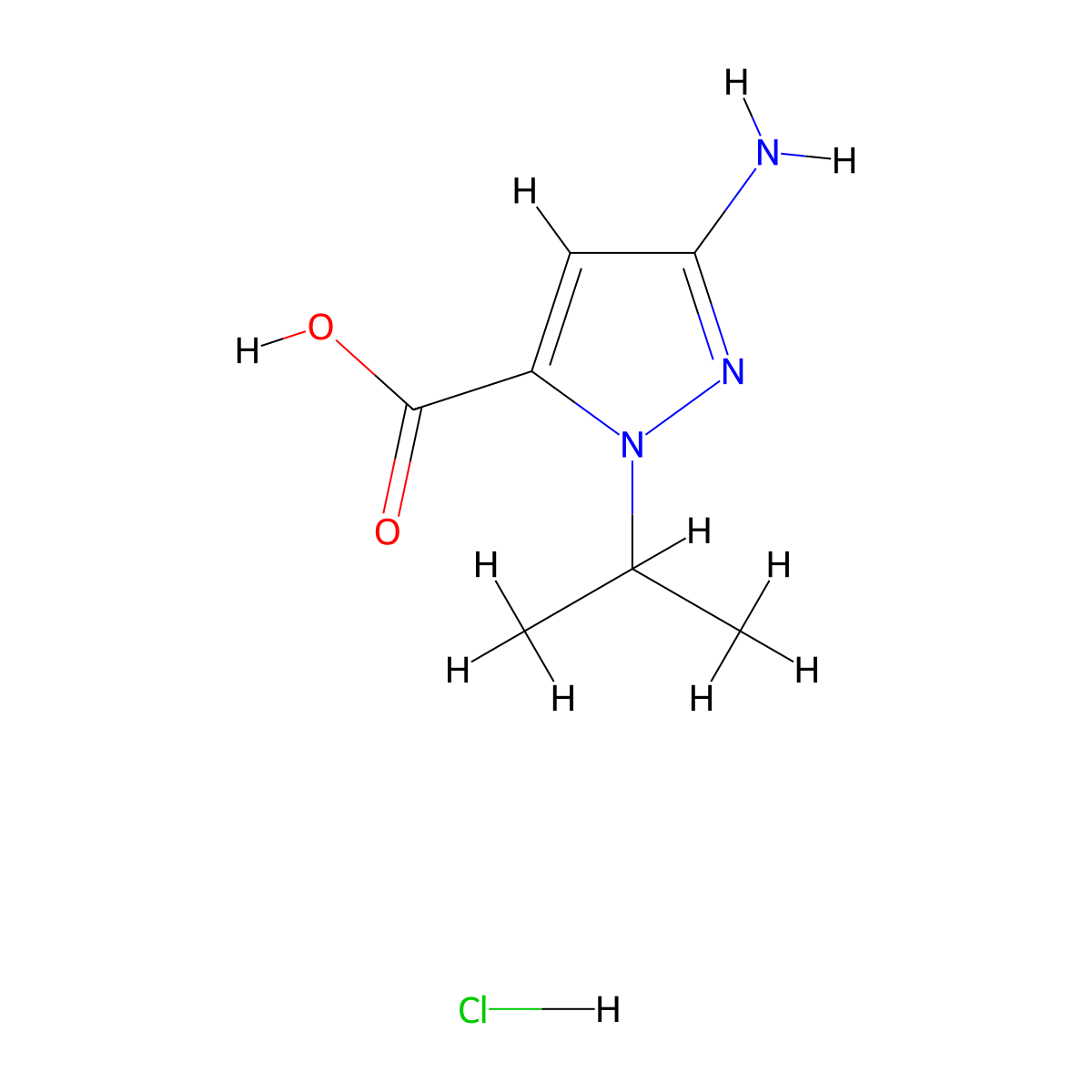 3-Amino-1-isopropyl-1H-pyrazole-5-carboxylic acid hydrochloride molecular structure, CAS 1197234-61-9