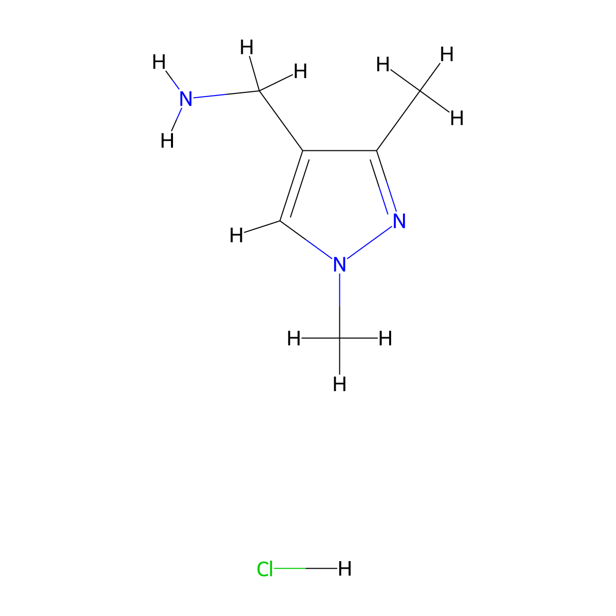 (1,3-Dimethyl-1H-Pyrazol-4-Yl)Methanamine Hydrochloride molecular structure, CAS 1197235-02-1