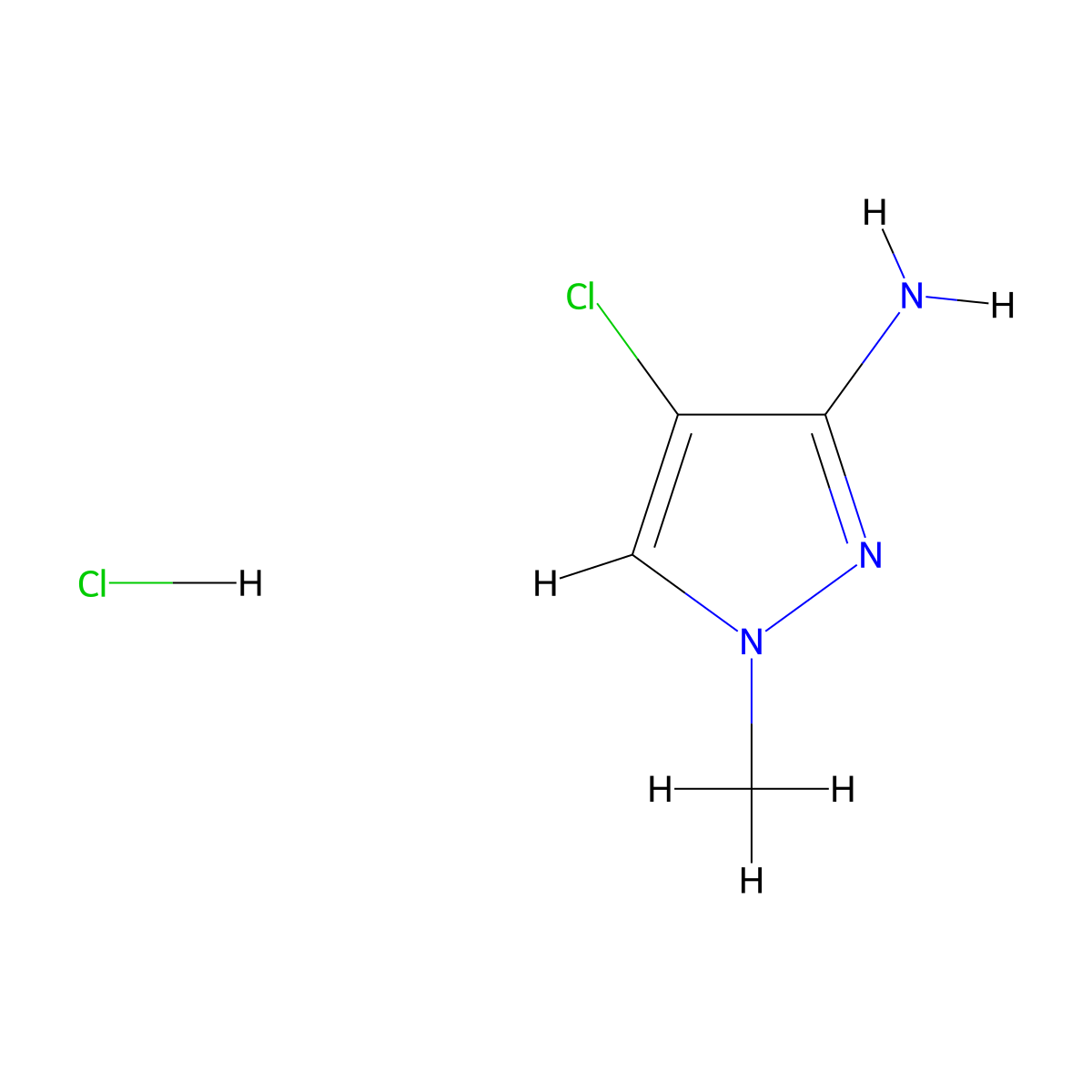 4-Chloro-1-methyl-1H-pyrazol-3-amine hydrochloride molecular structure, CAS 1197235-09-8