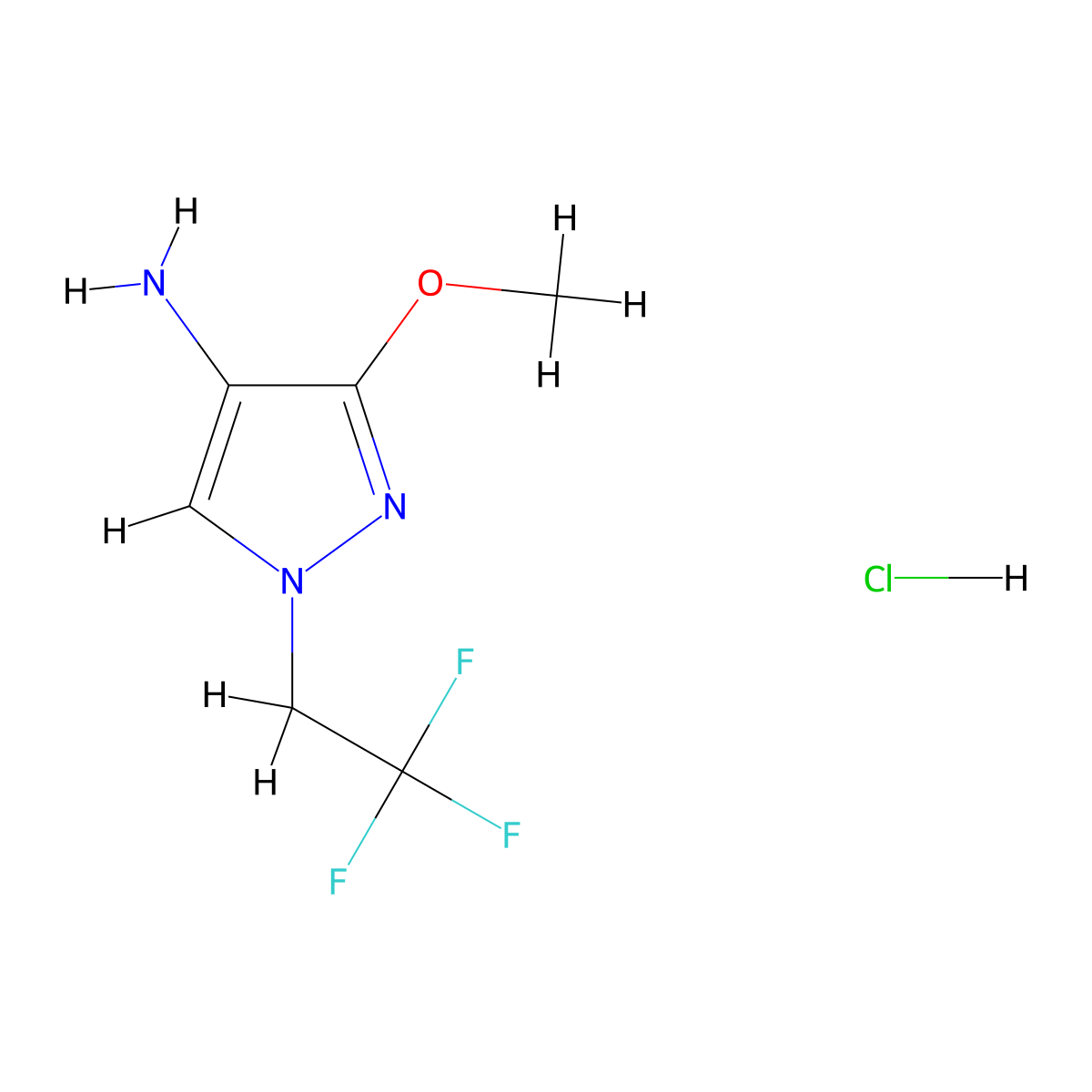 3-methoxy-1-(2,2,2-trifluoroethyl)-1H-pyrazol-4-amine hydrochloride molecular structure, CAS 1197235-31-6