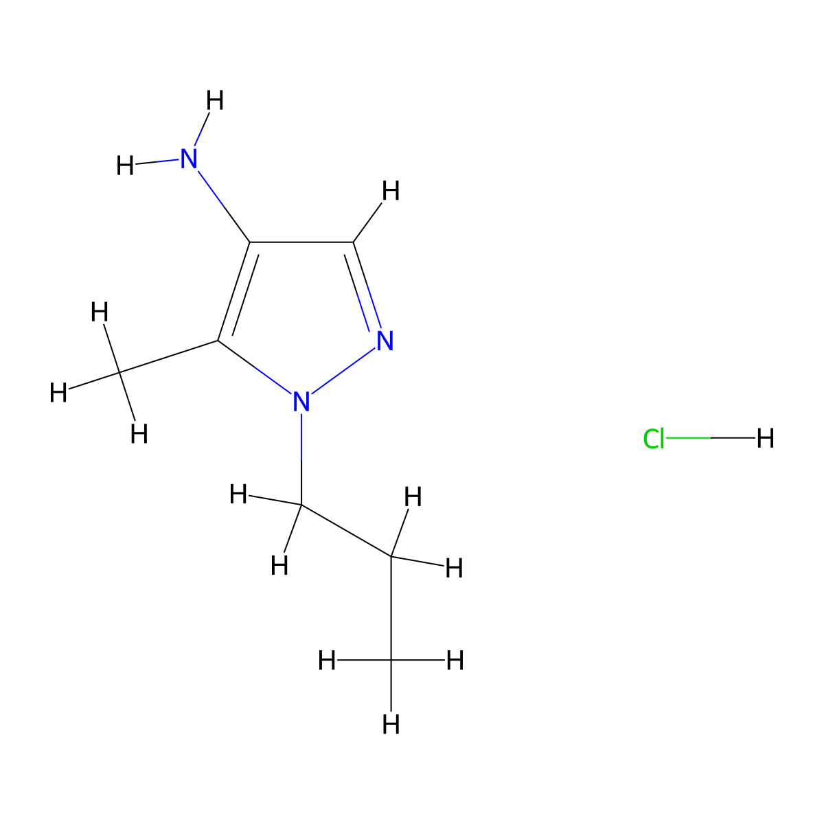 5-Methyl-1-propyl-1H-pyrazol-4-amine hydrochloride molecular structure, CAS 1197235-71-4