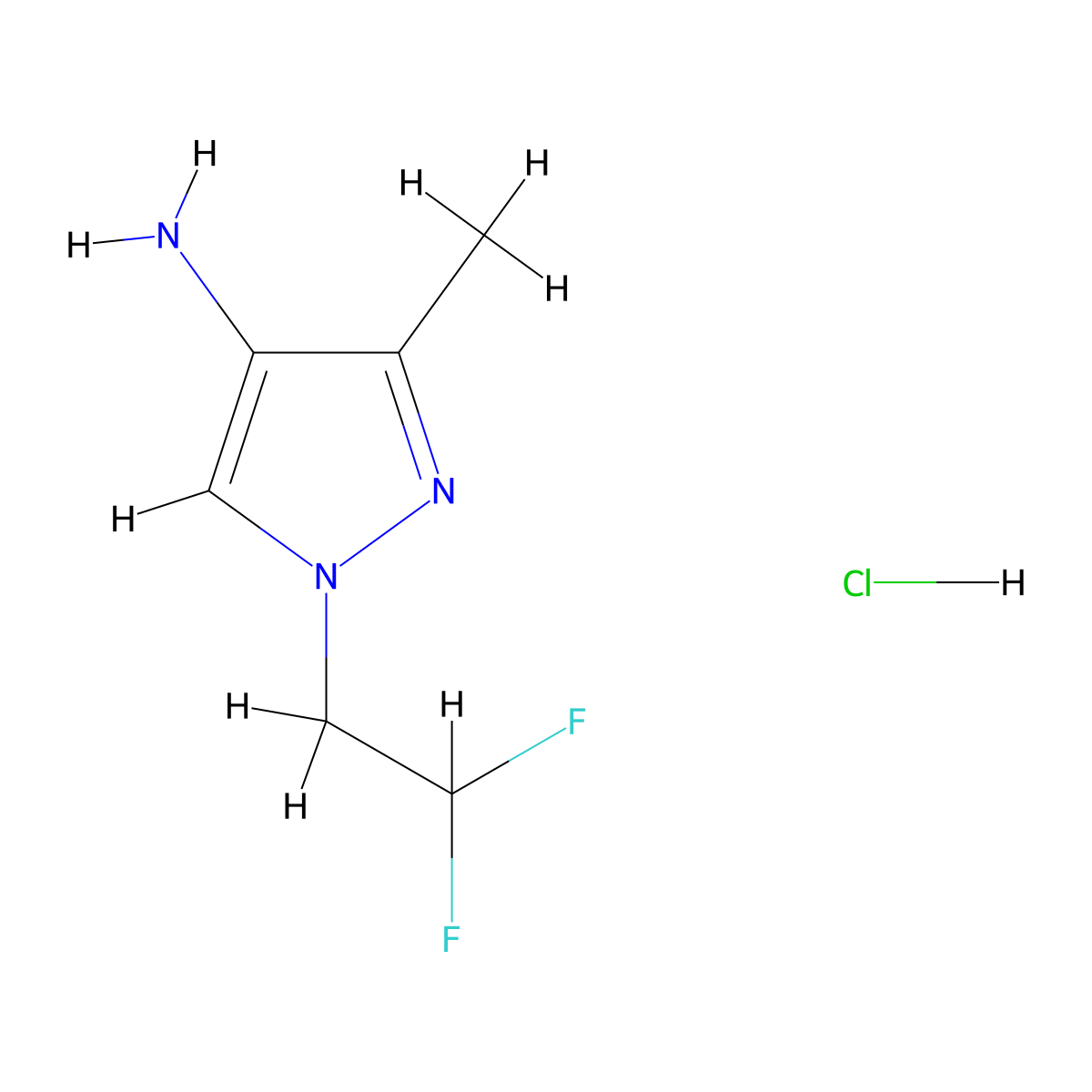 1-(2,2-Difluoroethyl)-3-methyl-1H-pyrazol-4-amine hydrochloride molecular structure, CAS 1197235-74-7