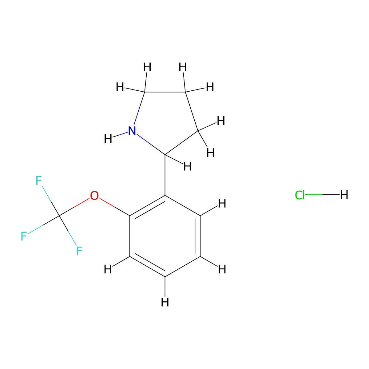 2-(2-(Trifluoromethoxy)phenyl)pyrrolidine hydrochloride molecular structure, CAS 1197236-00-2