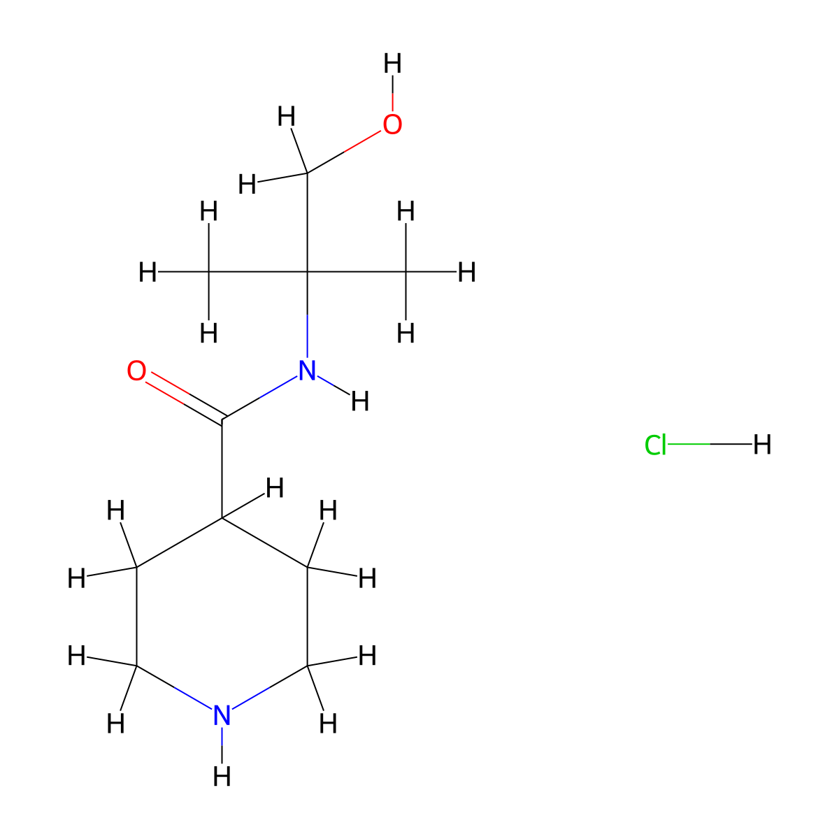 N-(2-Hydroxy-1,1-dimethylethyl)-4-piperidinecarboxamide hydrochloride molecular structure, CAS 1197236-17-1