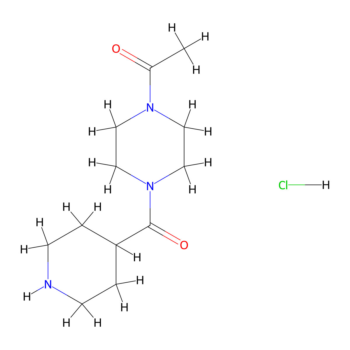 1-[4-(Piperidine-4-carbonyl)piperazin-1-yl]ethan-1-one hydrochloride molecular structure, CAS 1197236-45-5