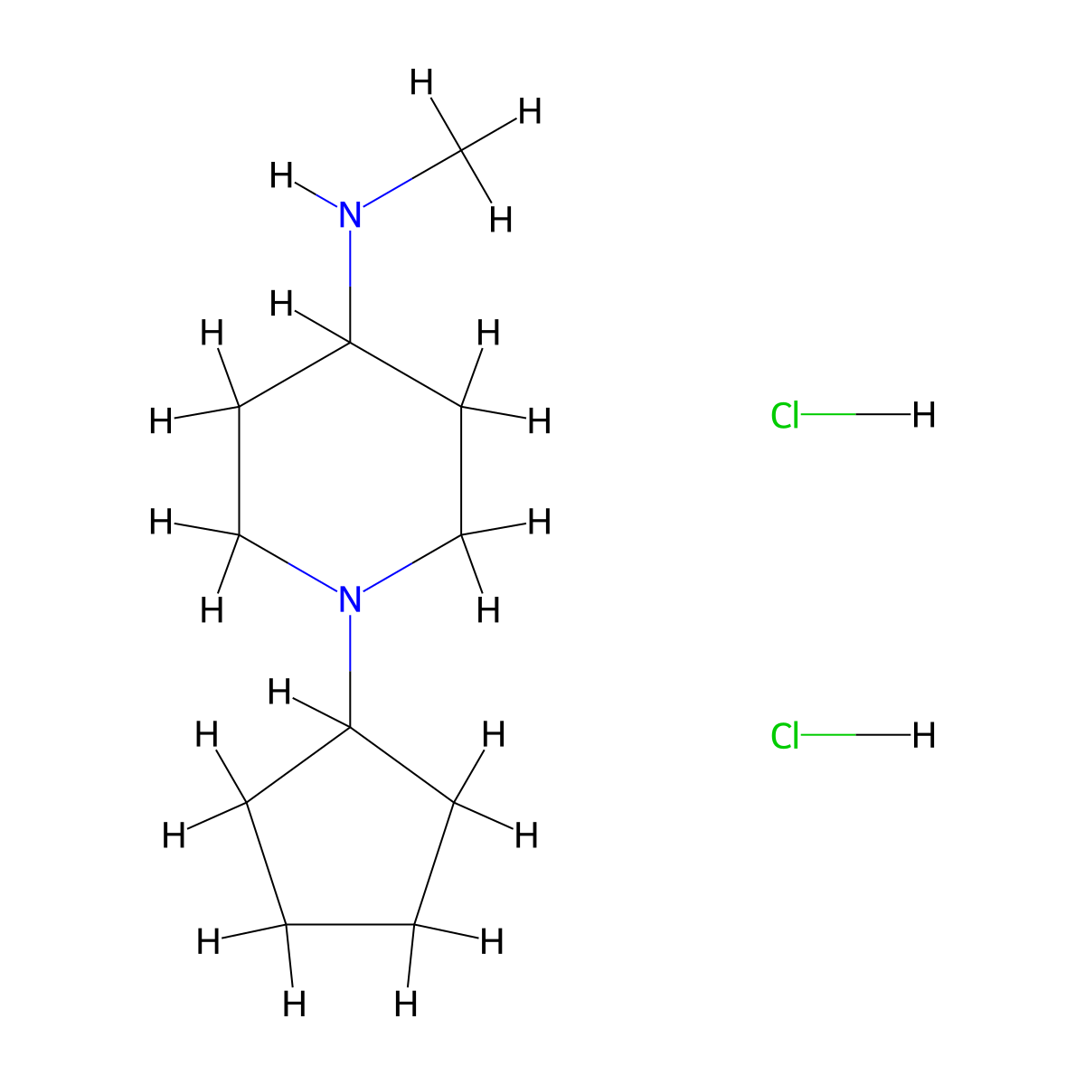 1-cyclopentyl-N-methylpiperidin-4-amine dihydrochloride molecular structure, CAS 1197236-79-5