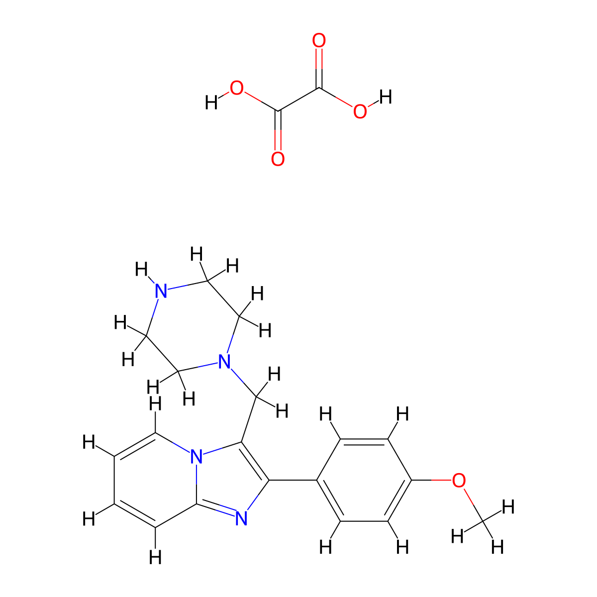 2-(4-Methoxyphenyl)-3-(piperazin-1-ylmethyl)imidazo[1,2-a]pyridine oxalate molecular structure, CAS 1197236-89-7