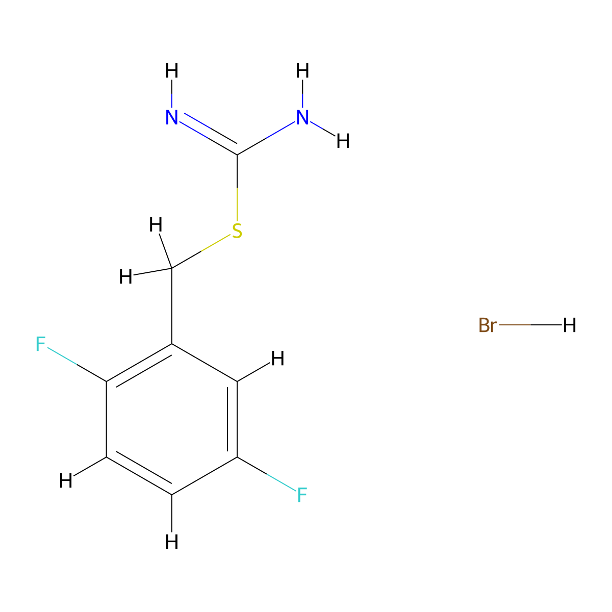 {[(2,5-Difluorophenyl)methyl]sulfanyl}methanimidamide hydrobromide molecular structure, CAS 1197237-07-2