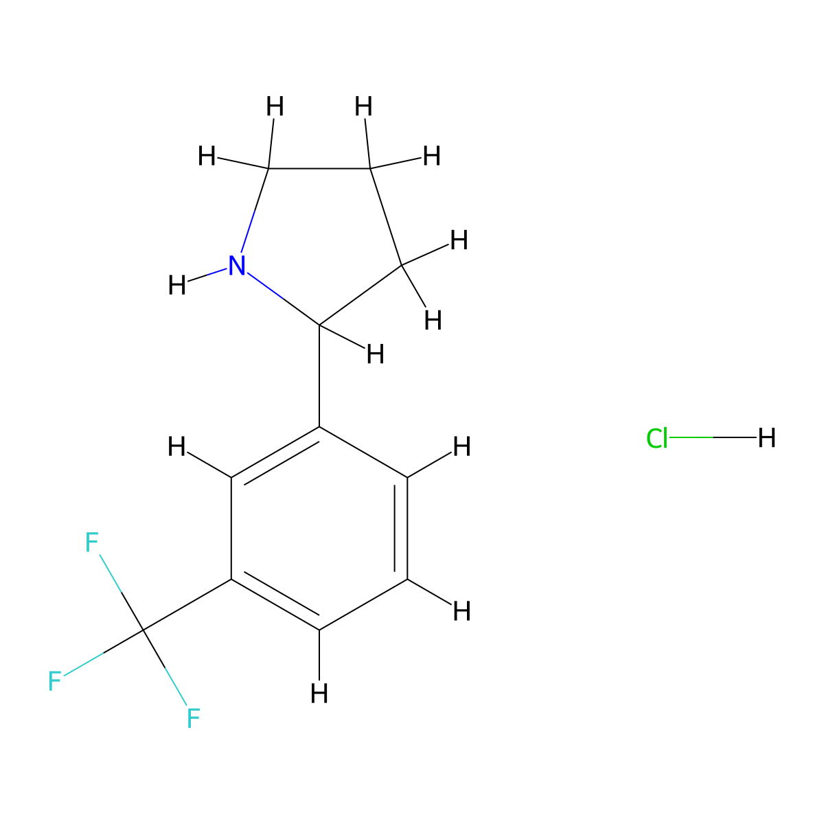 2-(3-(Trifluoromethyl)phenyl)pyrrolidine hydrochloride molecular structure, CAS 1197237-16-3