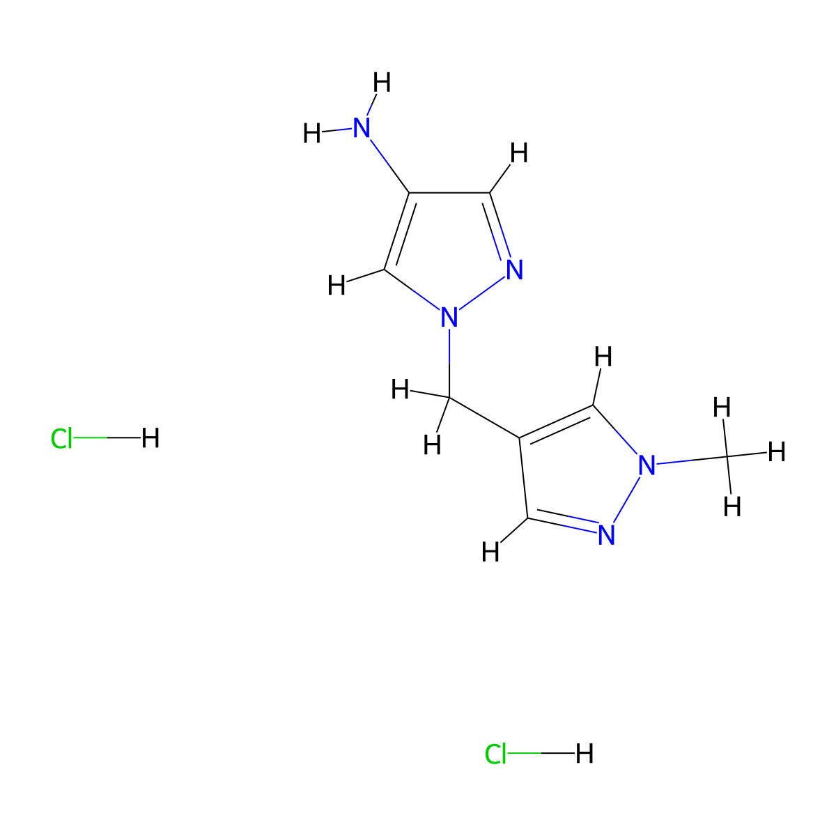 1-[(1-methyl-1H-pyrazol-4-yl)methyl]-1H-pyrazol-4-amine dihydrochloride molecular structure, CAS 1197237-31-2