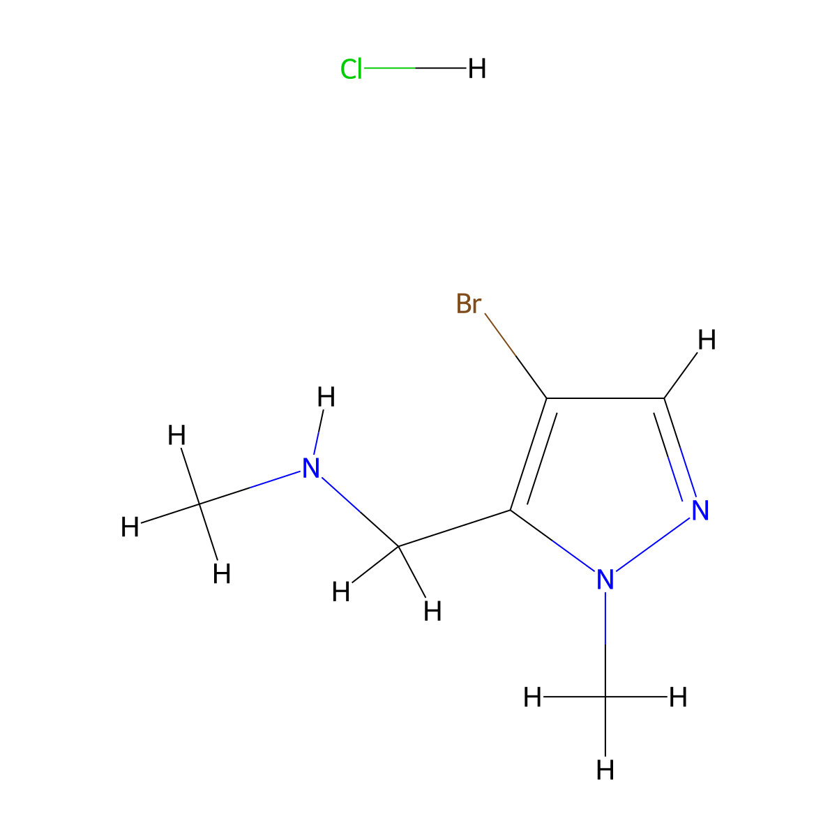 [(4-Bromo-1-methyl-1H-pyrazol-5-yl)methyl]methylamine hydrochloride molecular structure, CAS 1197238-13-3