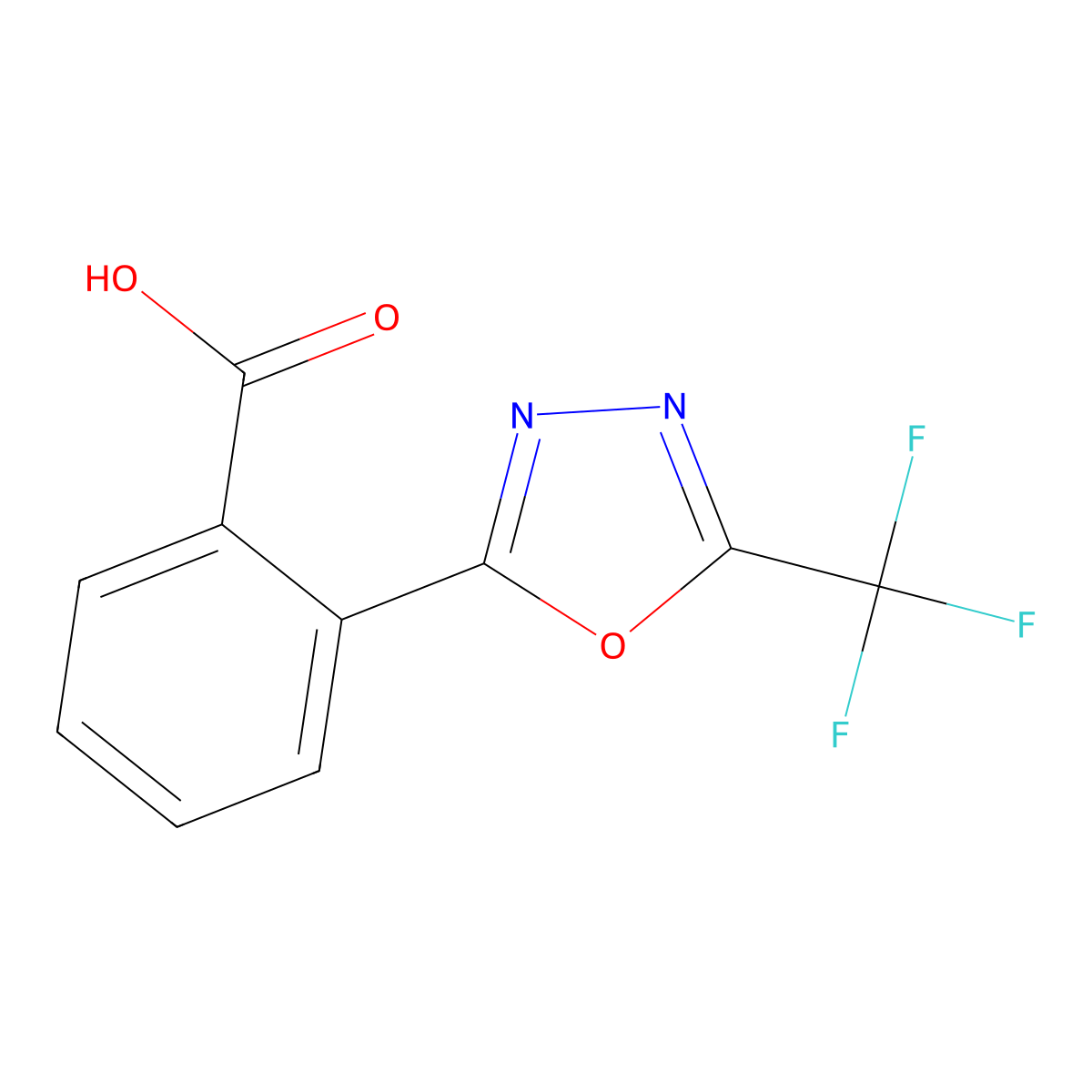 2-[5-(Trifluoromethyl)-1,3,4-oxadiazol-2-yl]benzoic acid molecular structure, CAS 1197238-48-4