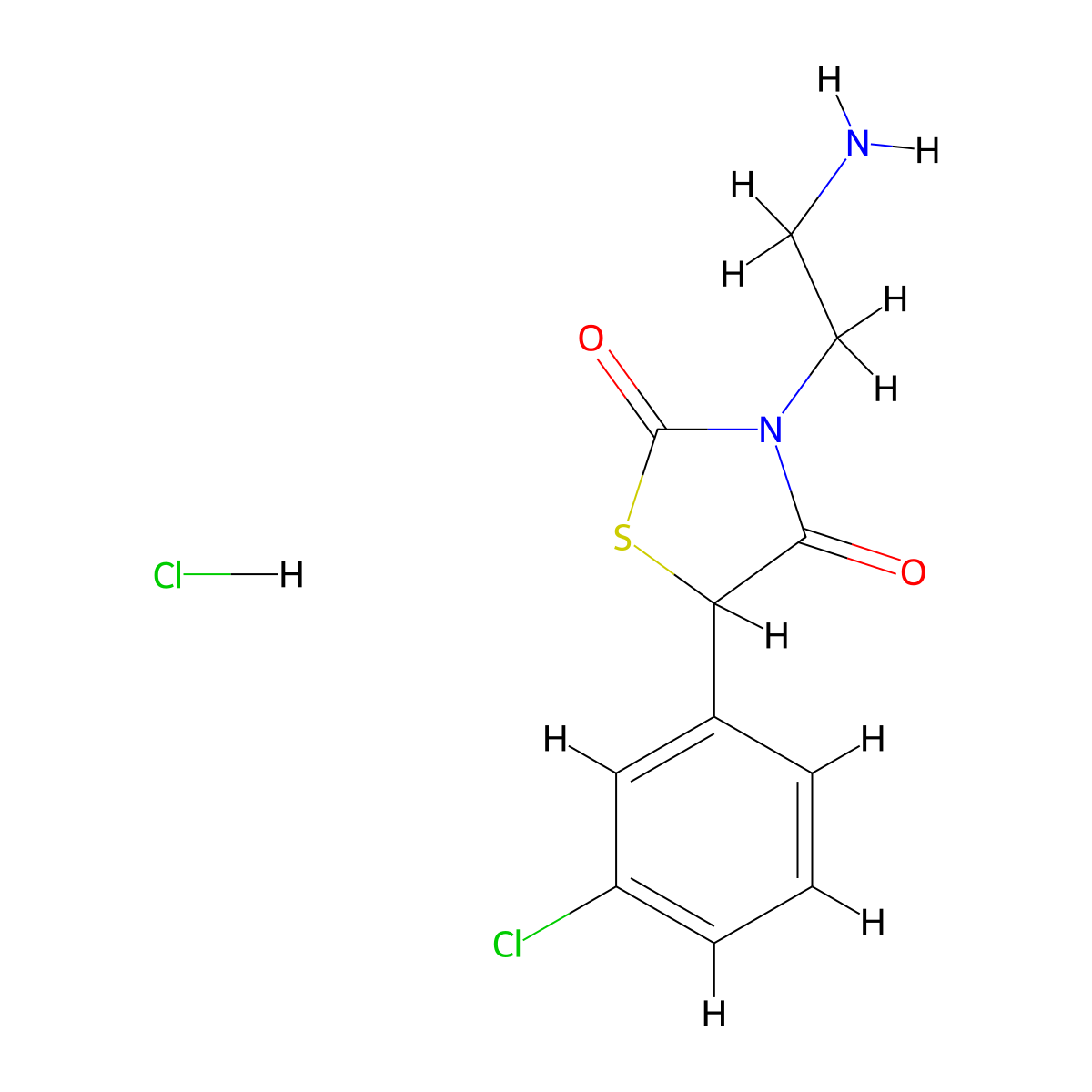 3-(2-Aminoethyl)-5-(3-chlorophenyl)thiazolidine-2,4-dione hydrochloride molecular structure, CAS 1197239-10-3