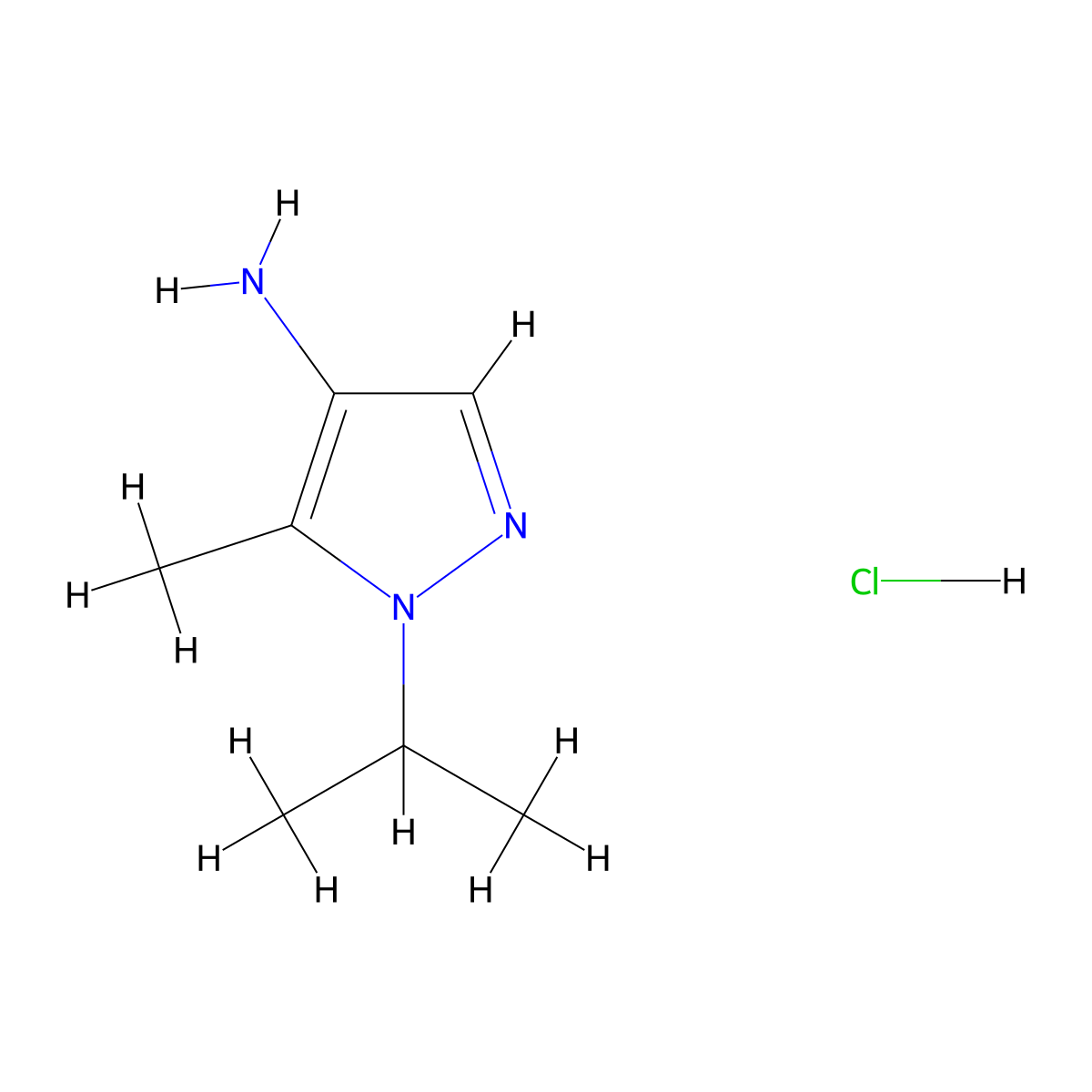 1-Isopropyl-5-methyl-1H-pyrazol-4-amine hydrochloride molecular structure, CAS 1197239-34-1