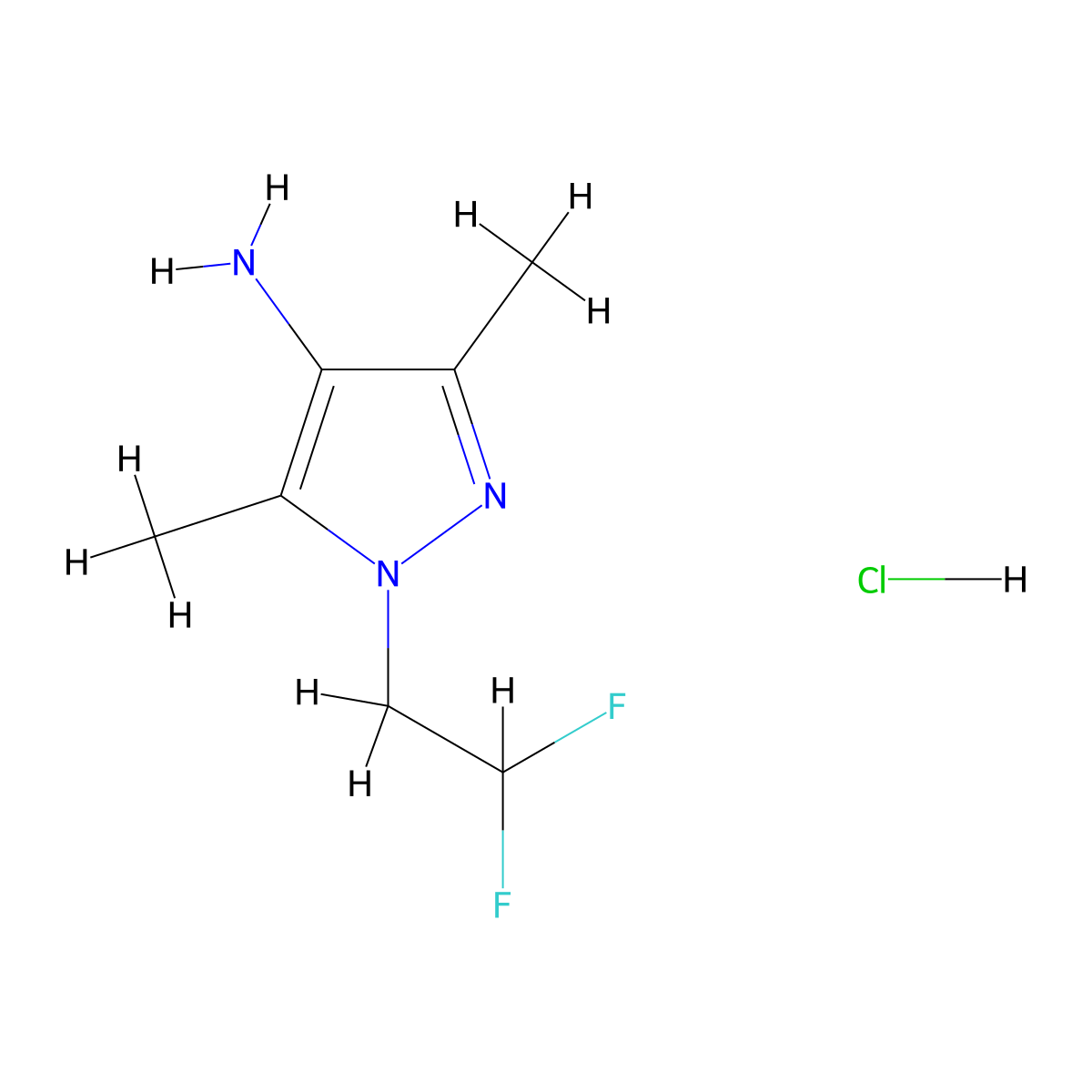 1-(2,2-Difluoroethyl)-3,5-dimethyl-1H-pyrazol-4-amine hydrochloride molecular structure, CAS 1197239-39-6