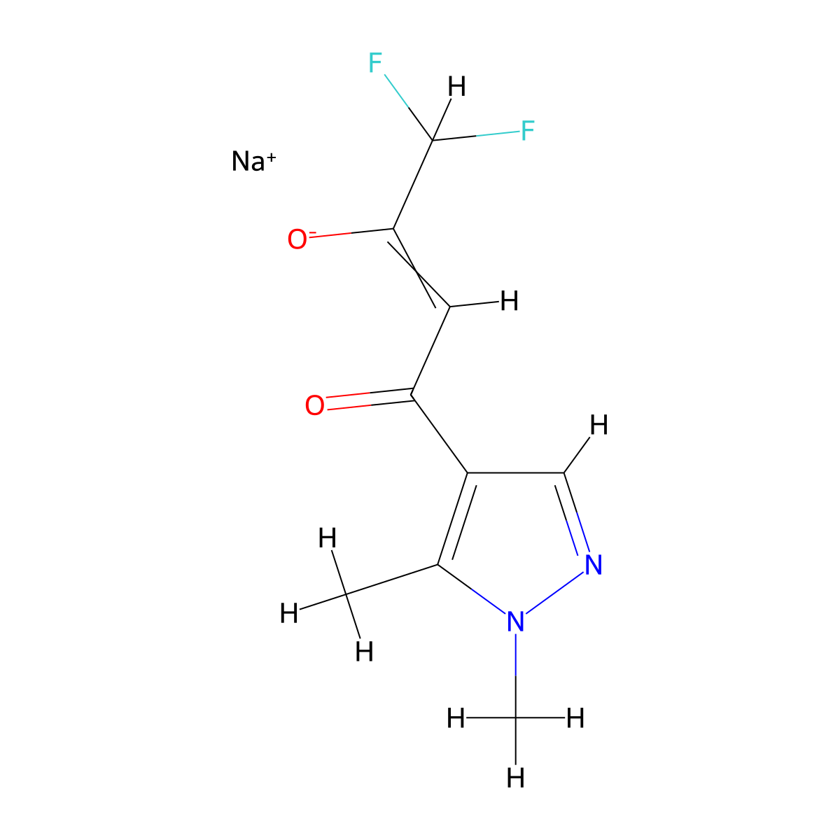 Sodium 4-(1,5-dimethylpyrazol-4-yl)-1,1-difluoro-4-oxobut-2-en-2-olate molecular structure, CAS 1197240-14-4