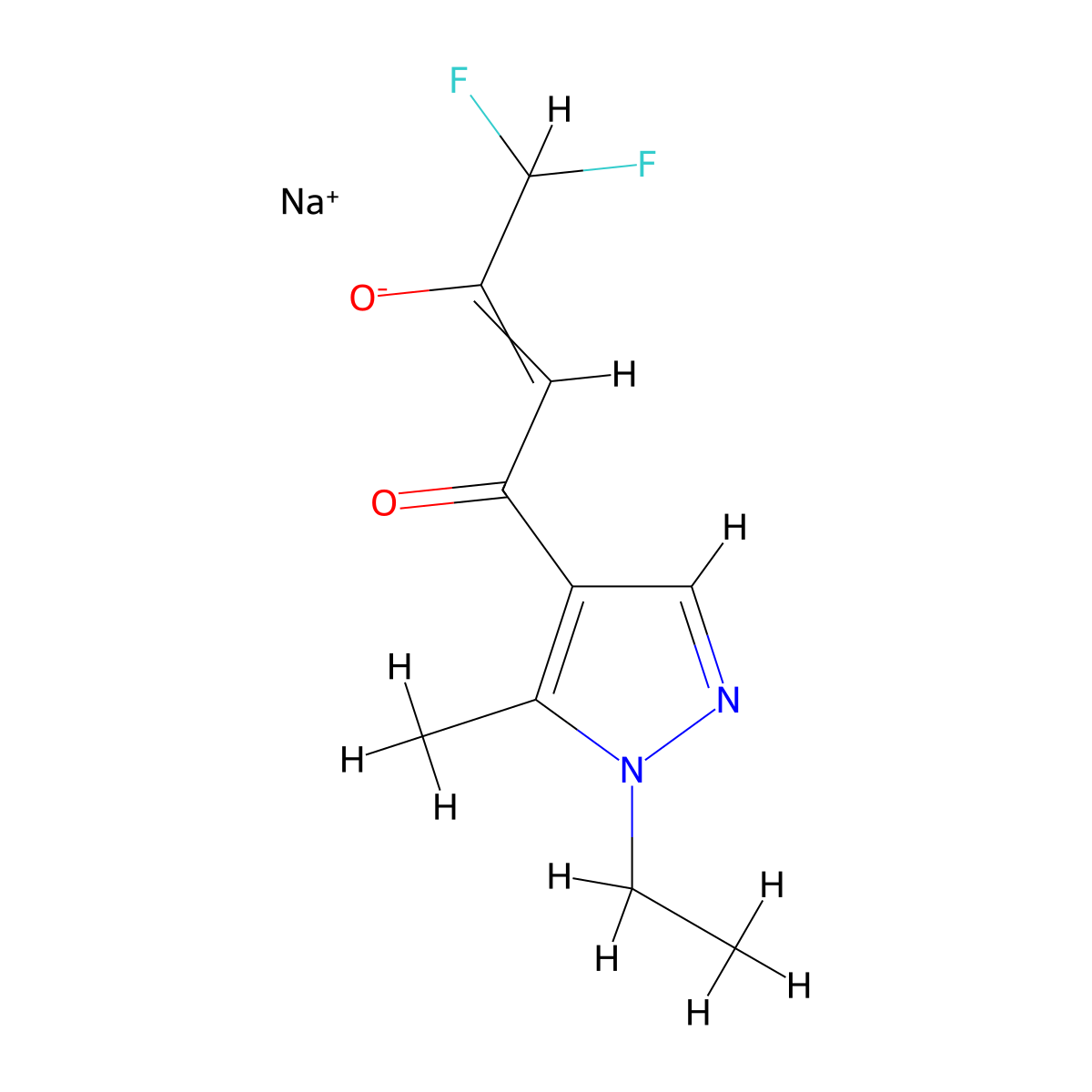 sodium 4-(1-ethyl-5-methyl-1H-pyrazol-4-yl)-1,1-difluoro-4-oxobut-2-en-2-olate molecular structure, CAS 1197240-25-7