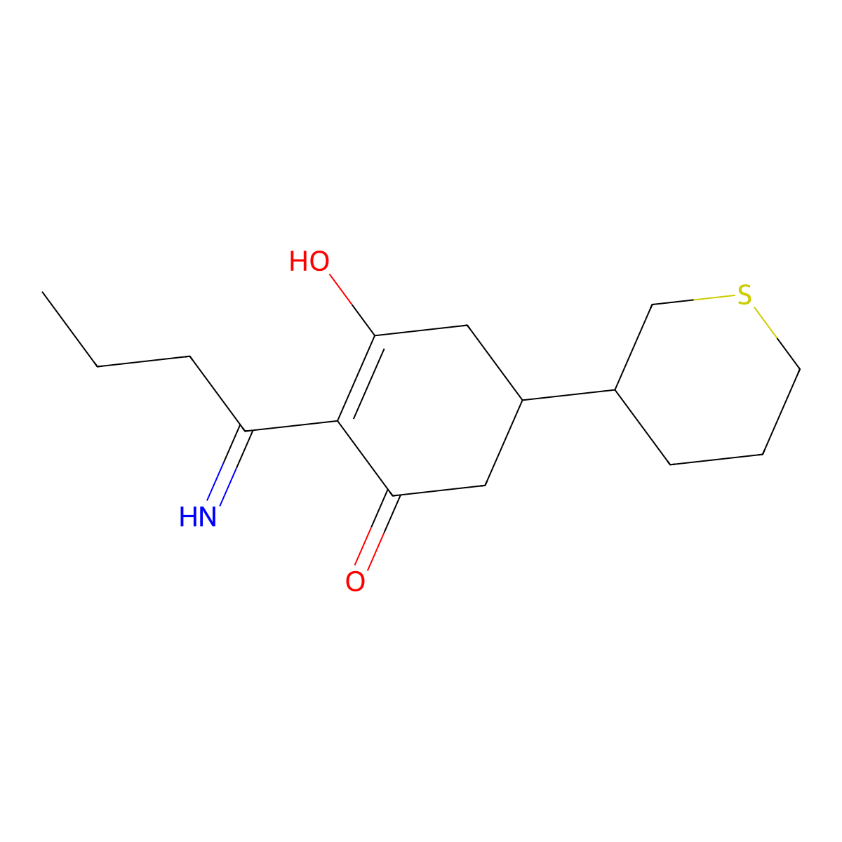 3-Hydroxy-2-(1-iminobutyl)-5-(tetrahydro-2H-thiopyran-3-YL)cyclohex-2-enone molecular structure, CAS 119725-74-5
