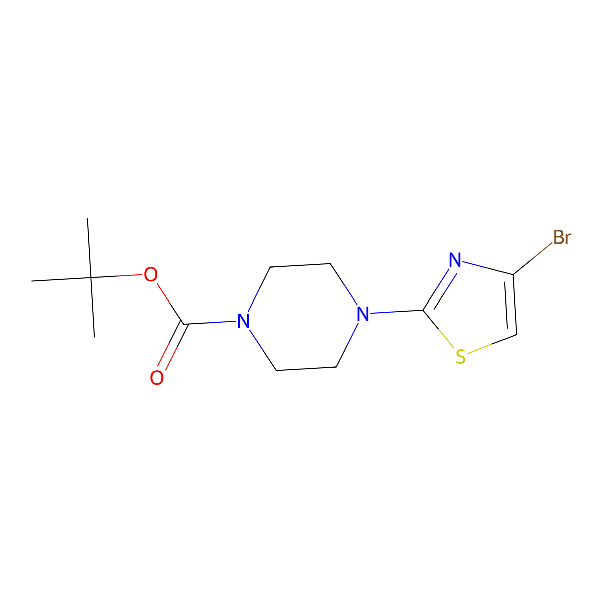 Tert-butyl 4-(4-bromothiazol-2-yl)piperazine-1-carboxylate molecular structure, CAS 1197294-66-8