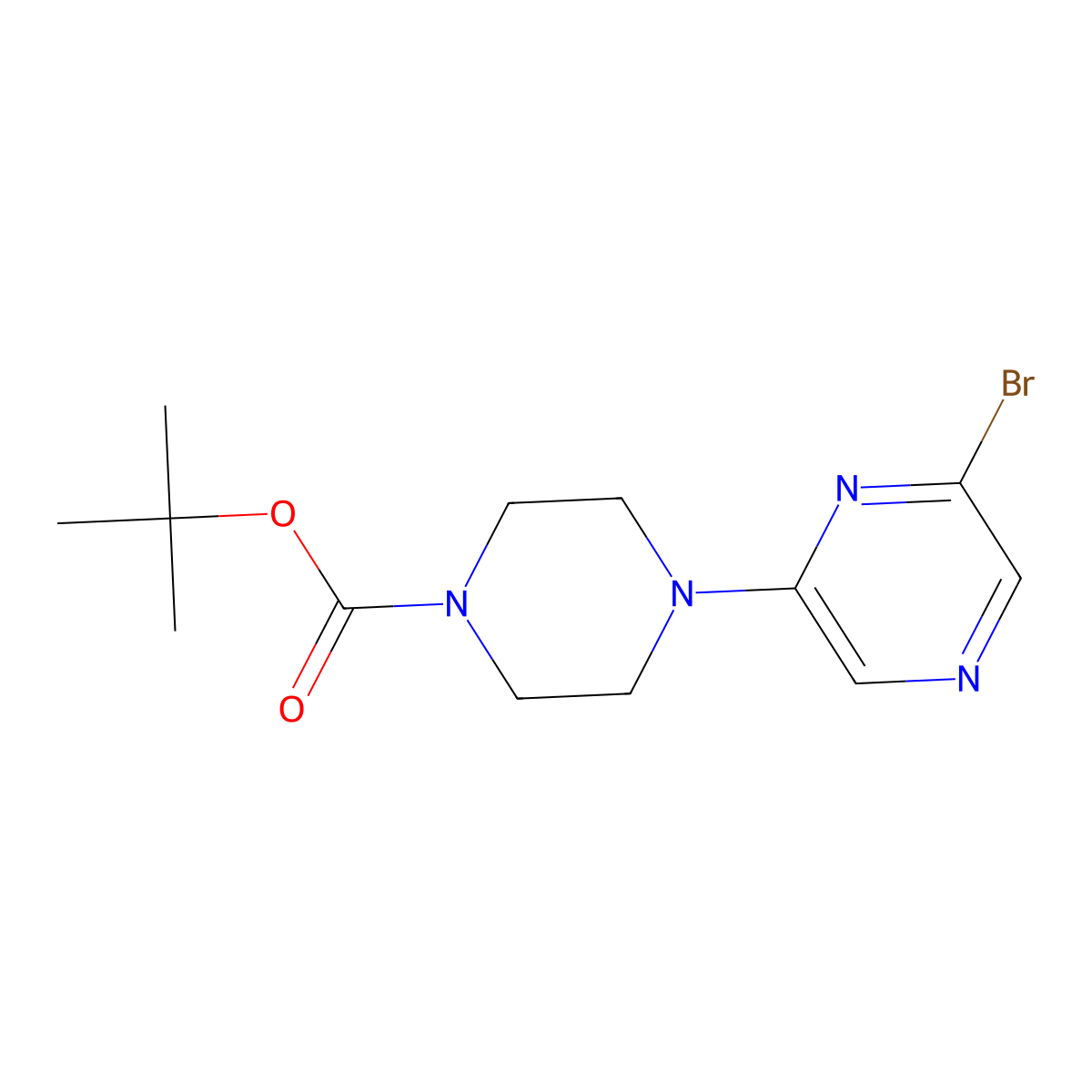 Tert-butyl 4-(6-bromopyrazin-2-yl)piperazine-1-carboxylate molecular structure, CAS 1197294-73-7