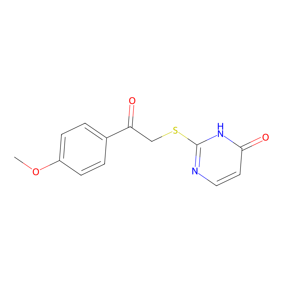 2-[2-(4-methoxyphenyl)-2-oxoethyl]sulfanyl-1H-pyrimidin-6-one molecular structure, CAS 119730-23-3