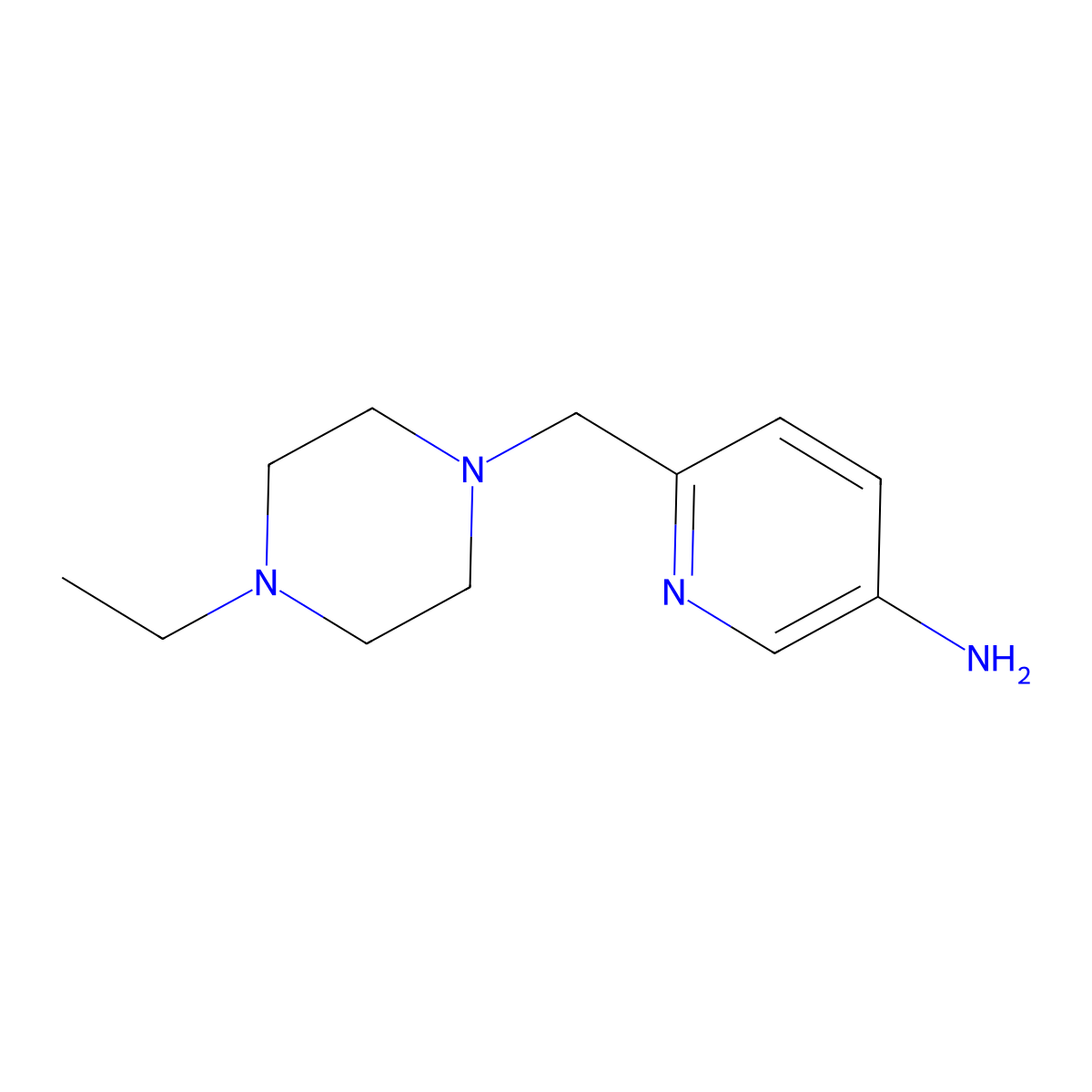 3-Pyridinamine, 6-[(4-ethyl-1-piperazinyl)methyl]- molecular structure, CAS 1197332-11-8