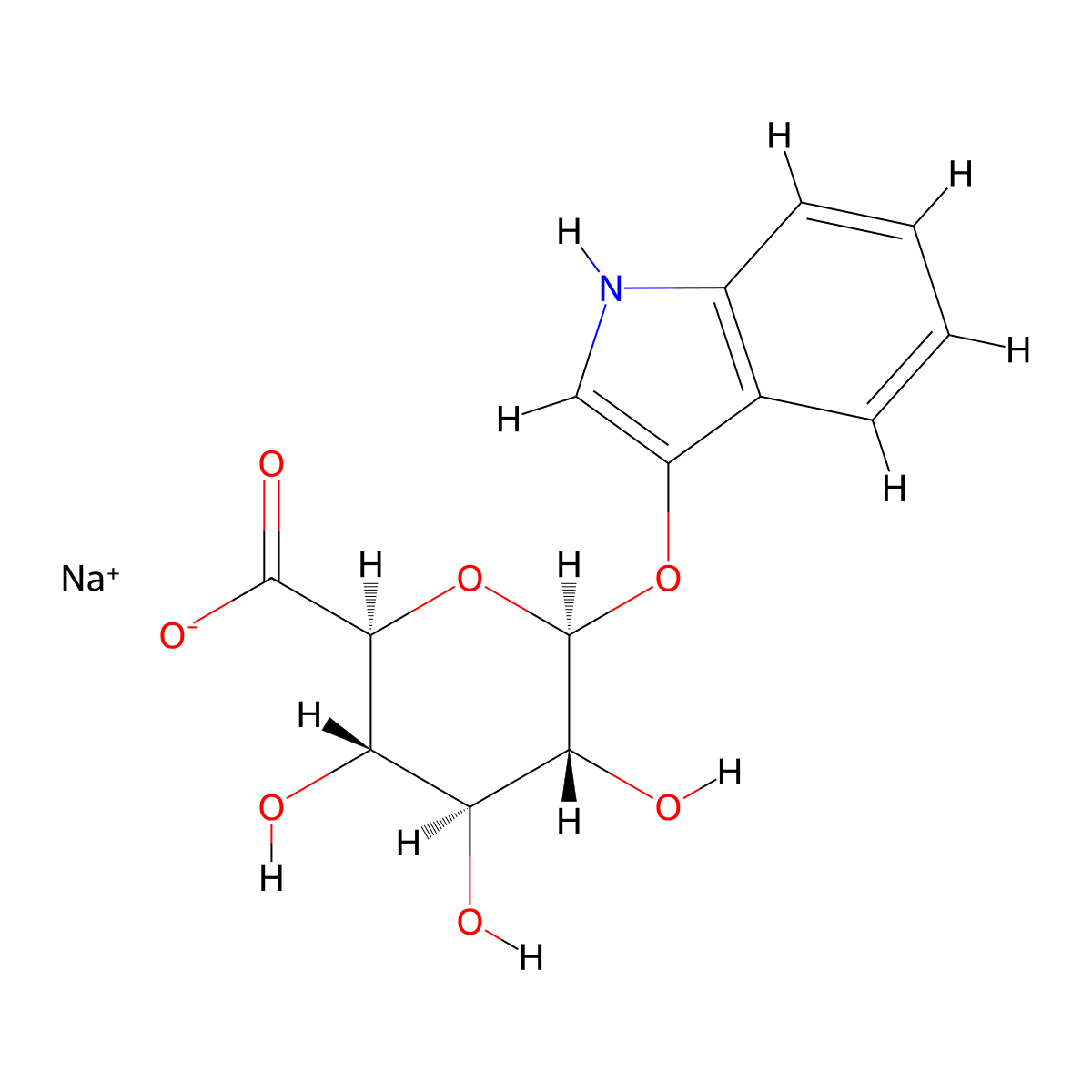 Sodium (2S,3S,4S,5R,6S)-6-((1H-indol-3-yl)oxy)-3,4,5-trihydroxytetrahydro-2H-pyran-2-carboxylate molecular structure, CAS 119736-51-5