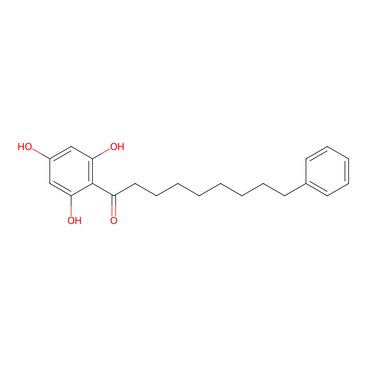 9-Phenyl-1-(2,4,6-trihydroxyphenyl)nonan-1-one molecular structure, CAS 119736-95-7