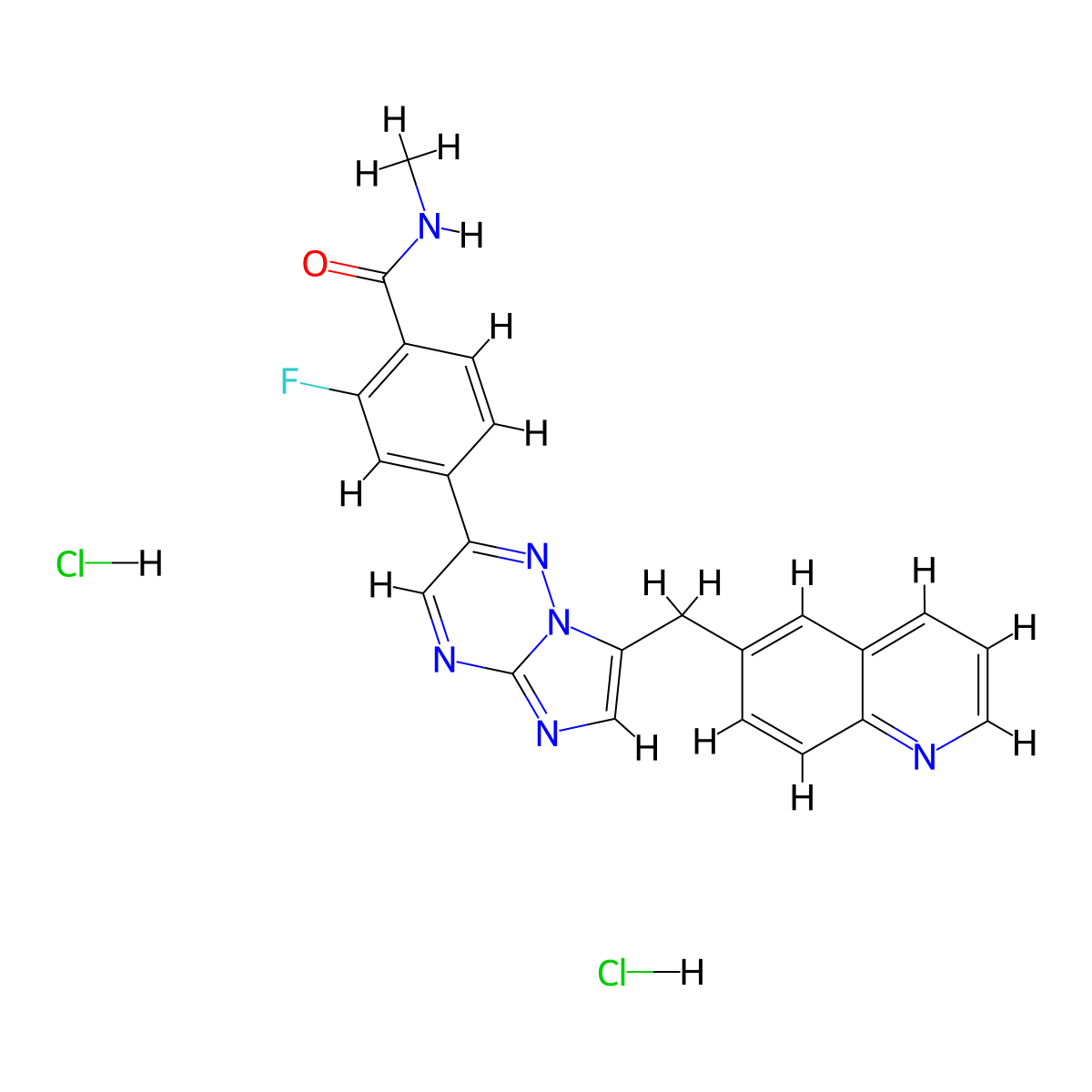 Capmatinib hydrochloride anhydrous molecular structure, CAS 1197376-85-4