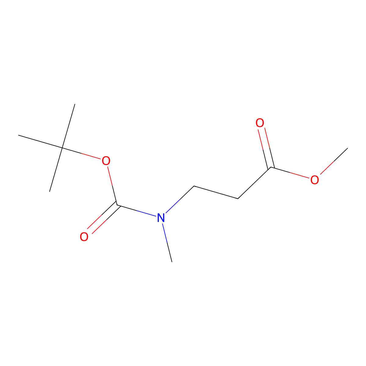 Methyl 3-((tert-butoxycarbonyl)(methyl)amino)propanoate molecular structure, CAS 119740-95-3