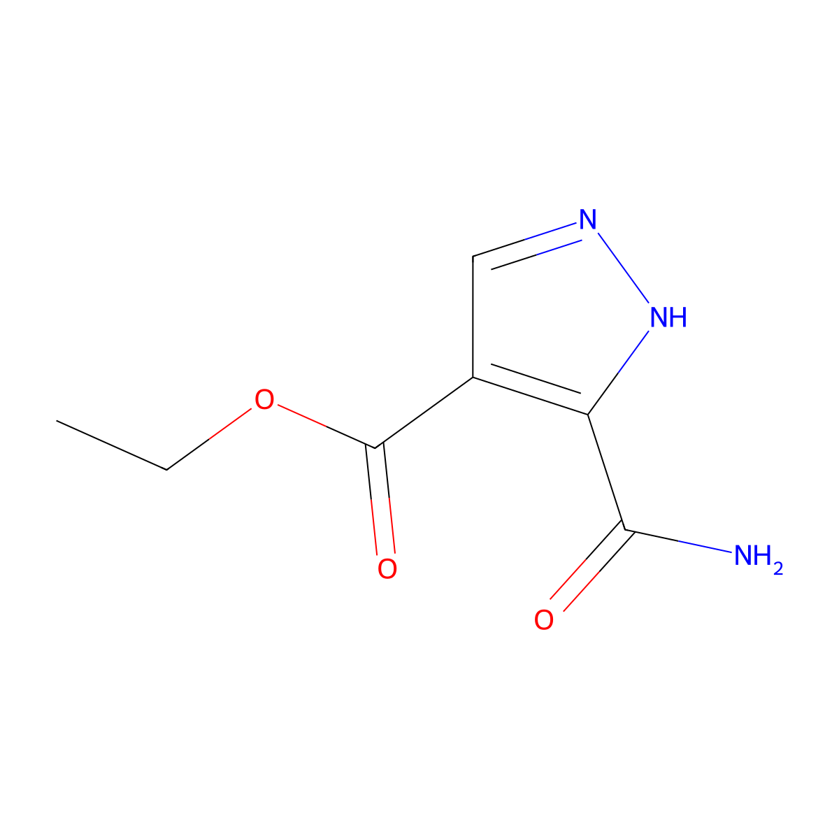 ethyl 5-carbamoyl-1H-pyrazole-4-carboxylate molecular structure, CAS 119741-54-7