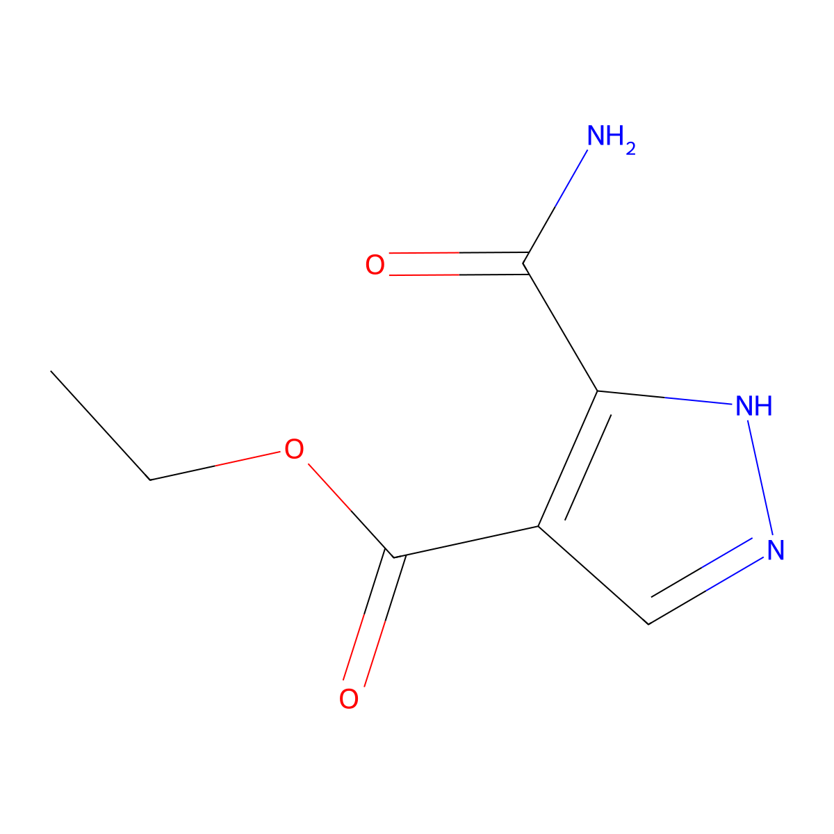 ethyl 5-carbamoyl-1H-pyrazole-4-carboxylate molecular structure, CAS 119741-54-7
