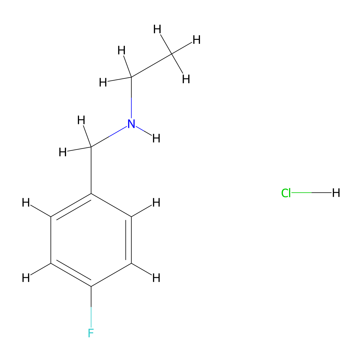 N-(4-Fluorobenzyl)ethanamine hydrochloride molecular structure, CAS 119744-61-5