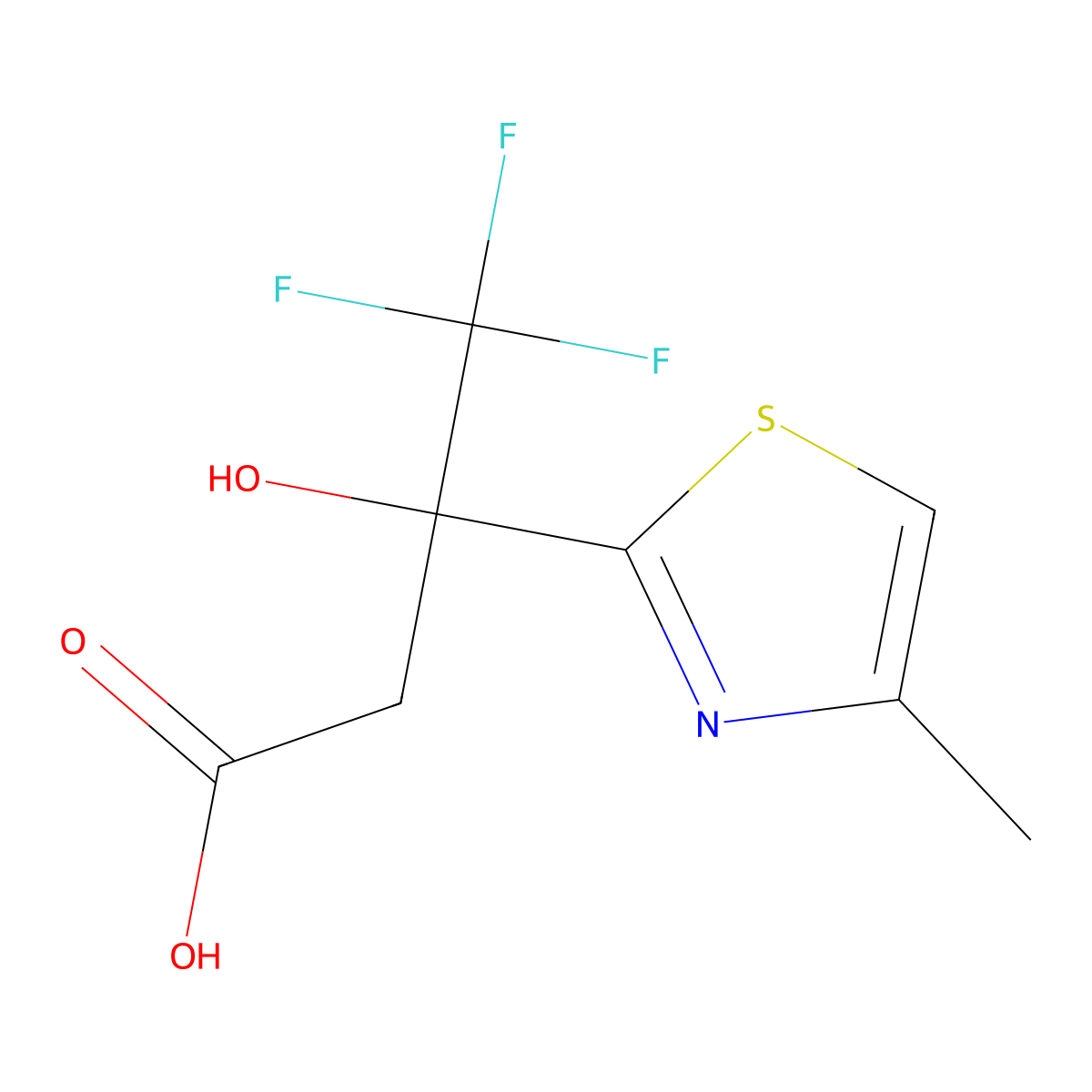 4,4,4-Trifluoro-3-hydroxy-3-(4-methyl-1,3-thiazol-2-yl)butanoic acid molecular structure, CAS 1197469-61-6