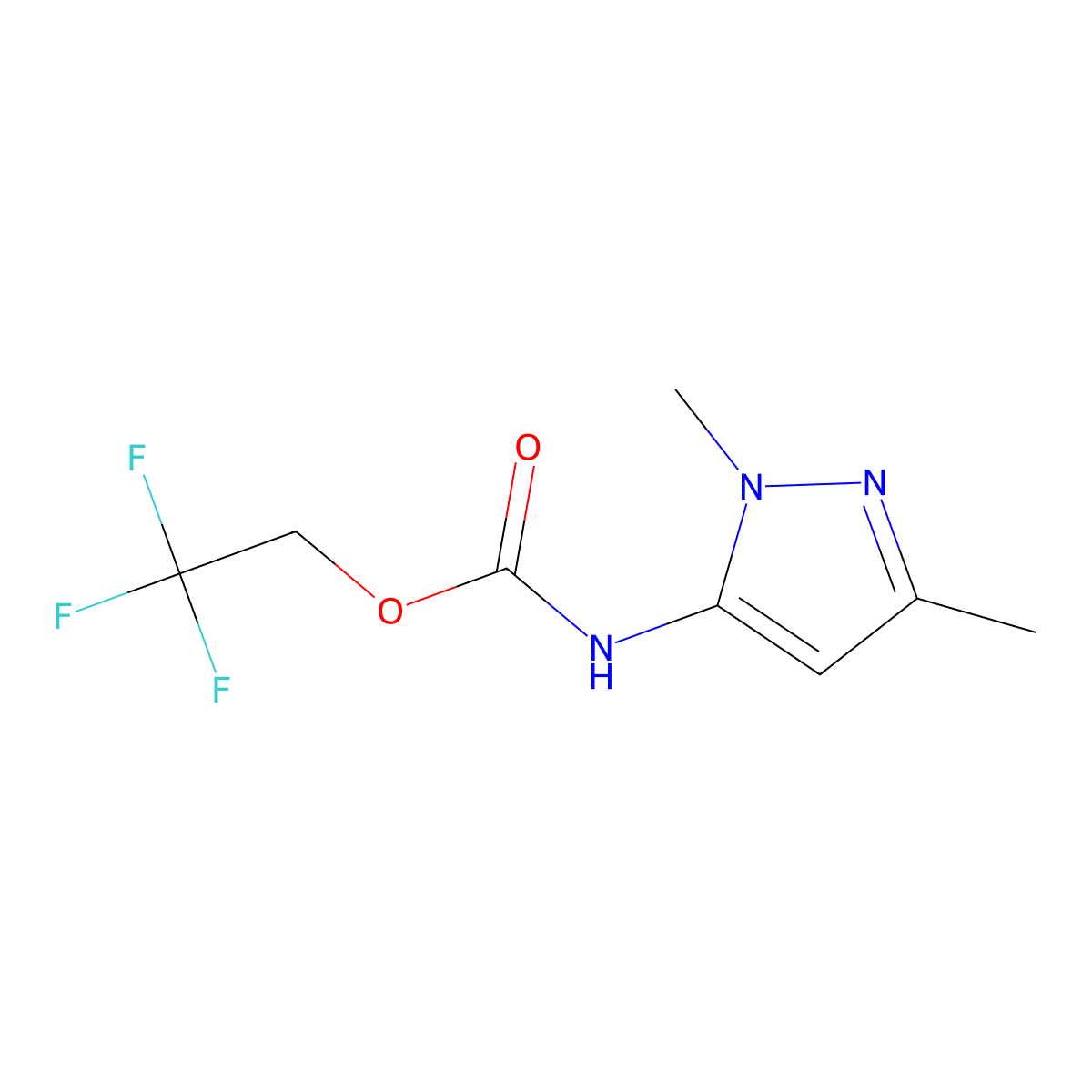 2,2,2-trifluoroethyl N-(1,3-dimethyl-1H-pyrazol-5-yl)carbamate molecular structure, CAS 1197480-43-5
