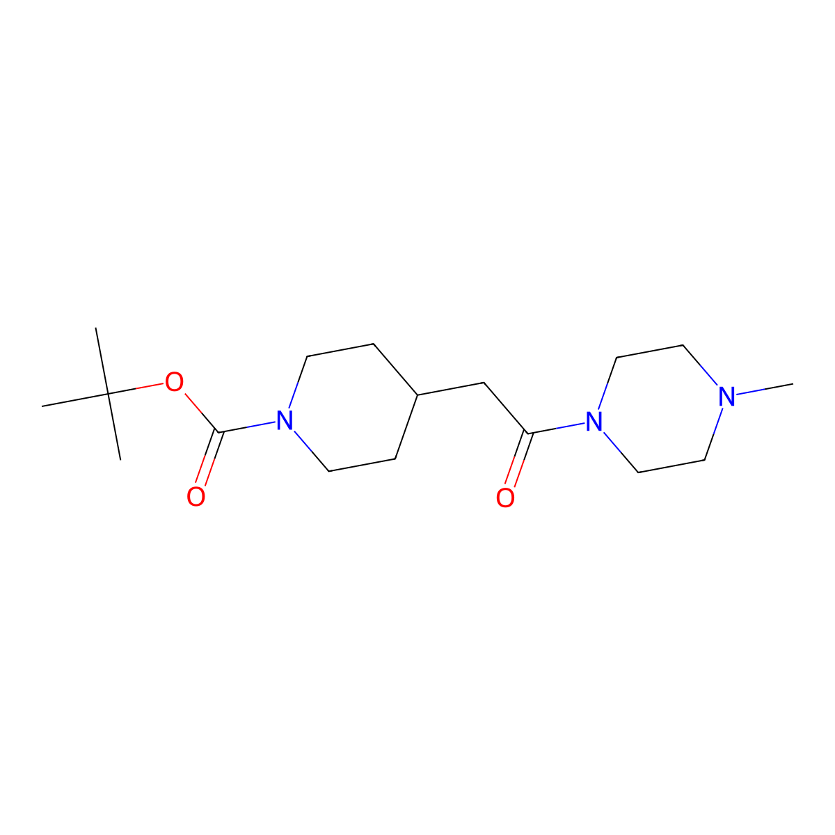 Tert-butyl 4-[2-(4-methylpiperazin-1-yl)-2-oxoethyl]piperidine-1-carboxylate molecular structure, CAS 1197488-32-6