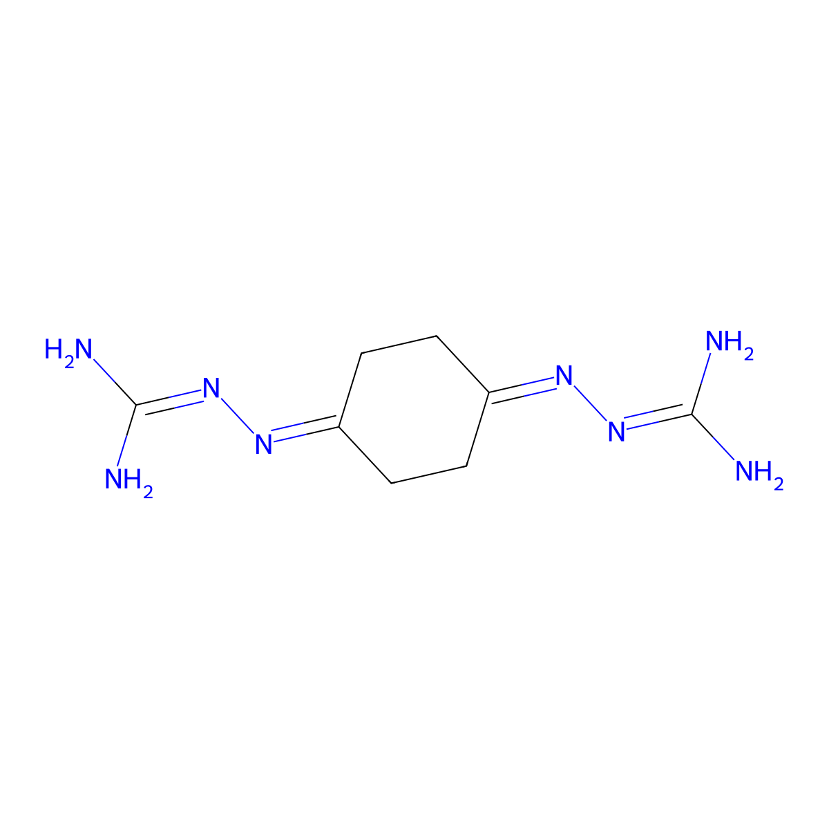 Hydrazinecarboximidamide, 2,2'-(1,4-cyclohexanediylidene)bis- molecular structure, CAS 119749-59-6