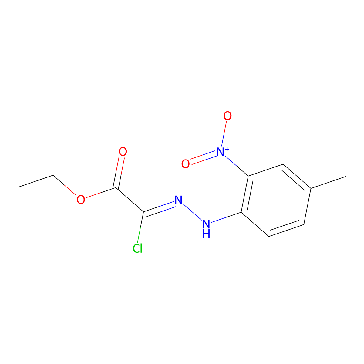 Ethyl 2-chloro-2-[2-(4-methyl-2-nitrophenyl)-hydrazono]acetate molecular structure, CAS 119750-08-2