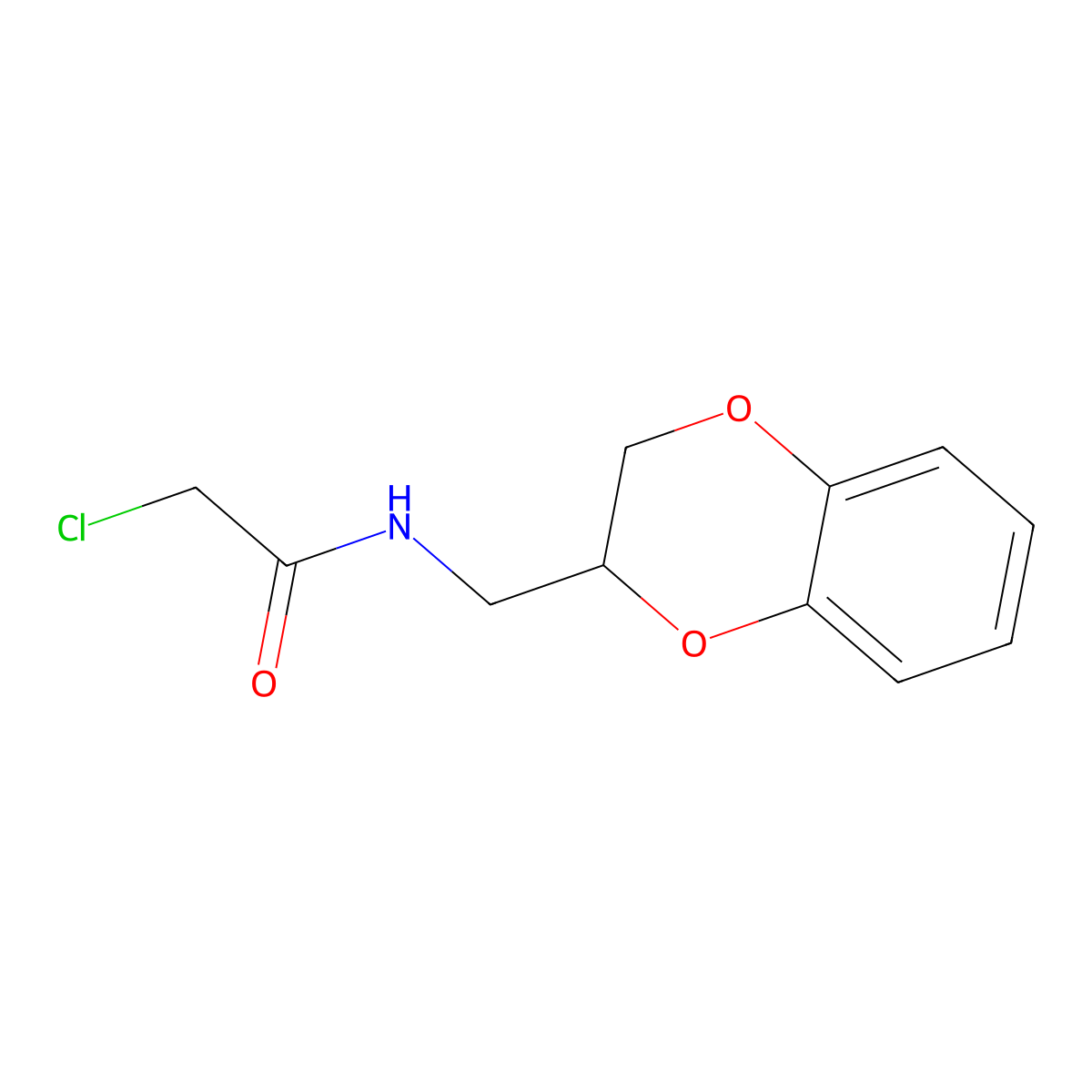 2-chloro-N-(2,3-dihydro-1,4-benzodioxin-2-ylmethyl)acetamide molecular structure, CAS 119750-12-8
