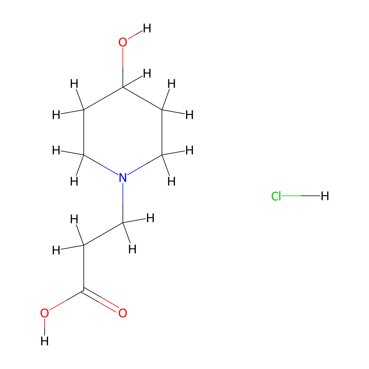 3-(4-Hydroxypiperidin-1-yl)propanoic acid hydrochloride molecular structure, CAS 1197502-89-8