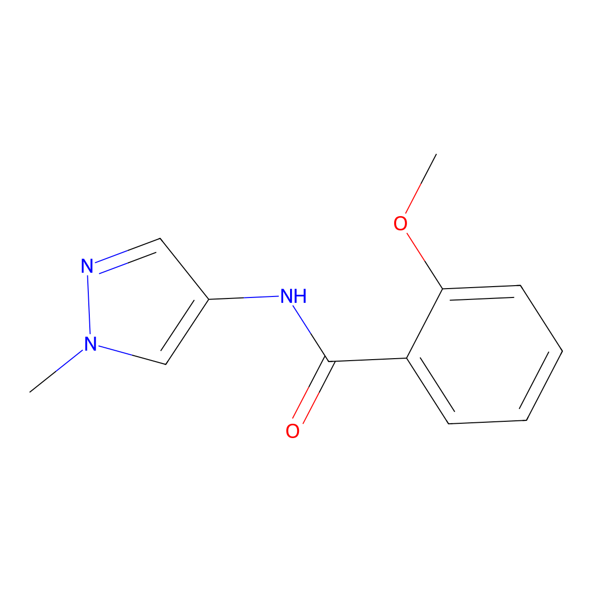 2-methoxy-N-(1-methyl-1H-pyrazol-4-yl)benzamide molecular structure, CAS 1197510-87-4