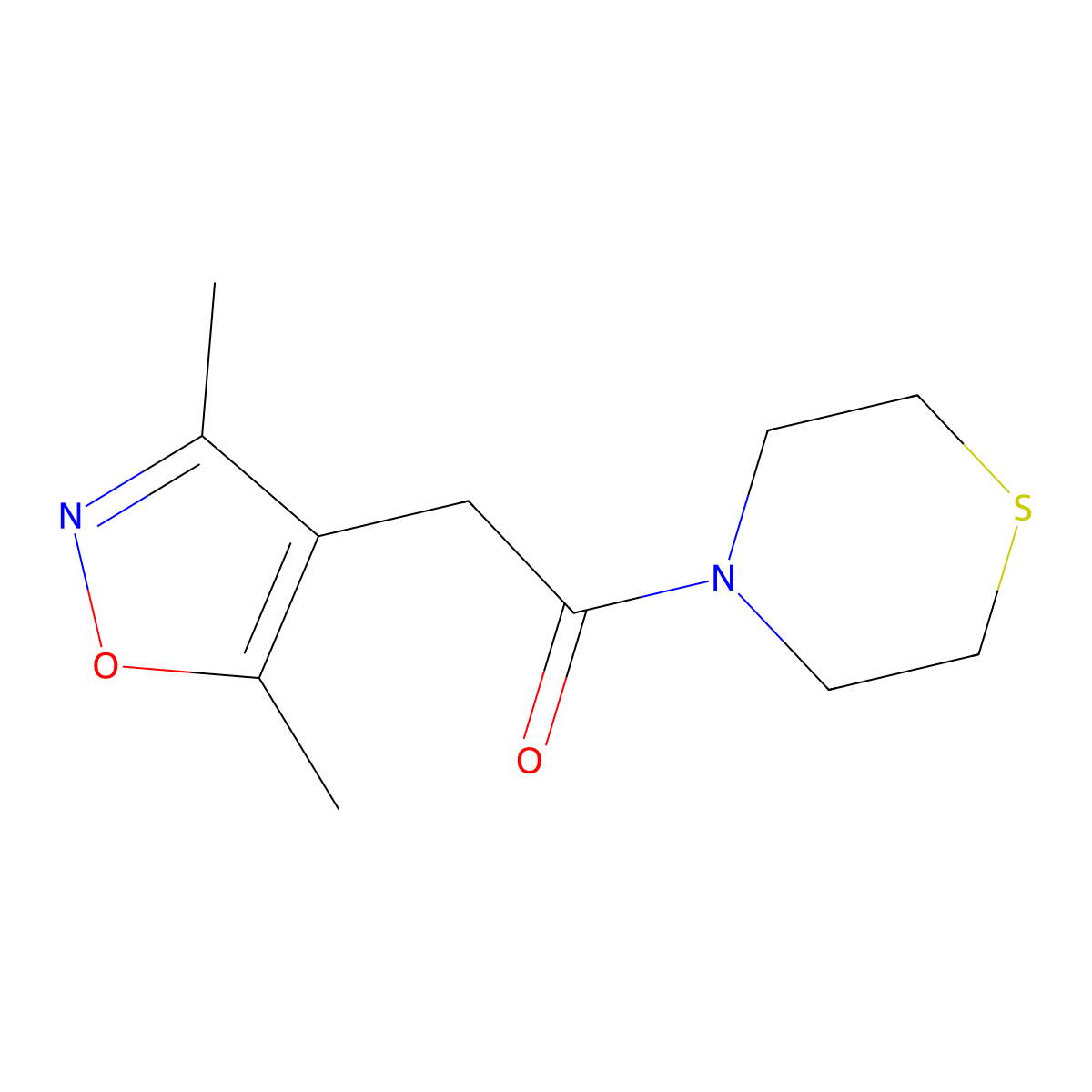 2-(3,5-Dimethyl-1,2-oxazol-4-yl)-1-(thiomorpholin-4-yl)ethanone molecular structure, CAS 1197514-68-3