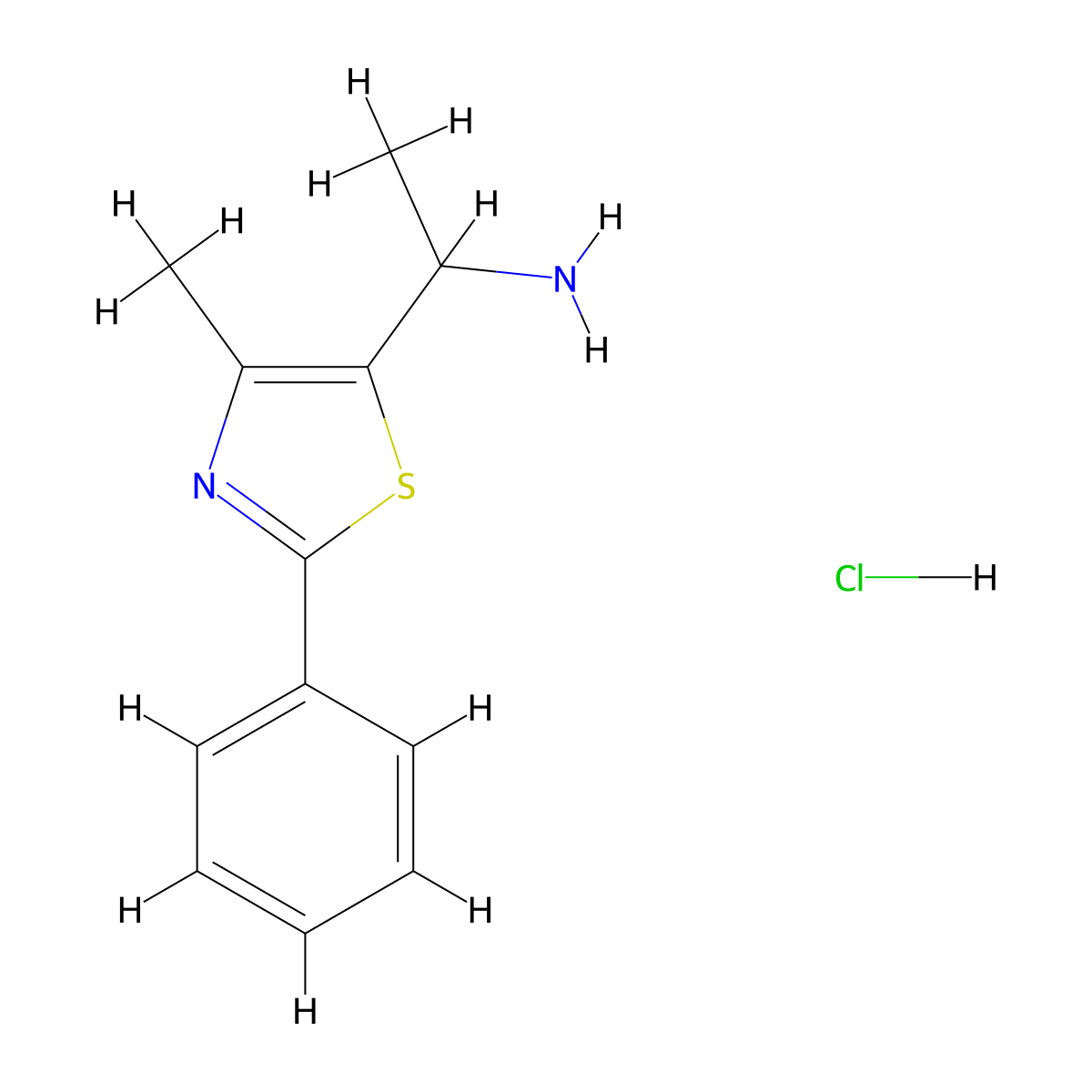 1-(4-Methyl-2-phenyl-1,3-thiazol-5-yl)ethan-1-amine hydrochloride molecular structure, CAS 1197519-74-6