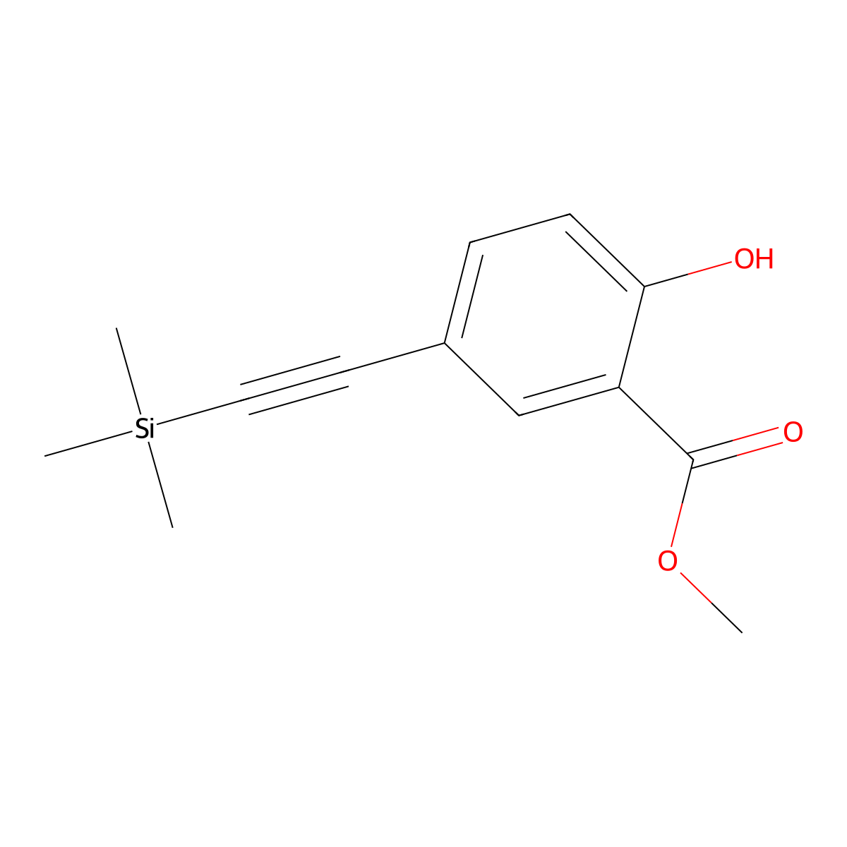 Methyl 2-hydroxy-5-((trimethylsilyl)ethynyl)benzoate molecular structure, CAS 119754-18-6