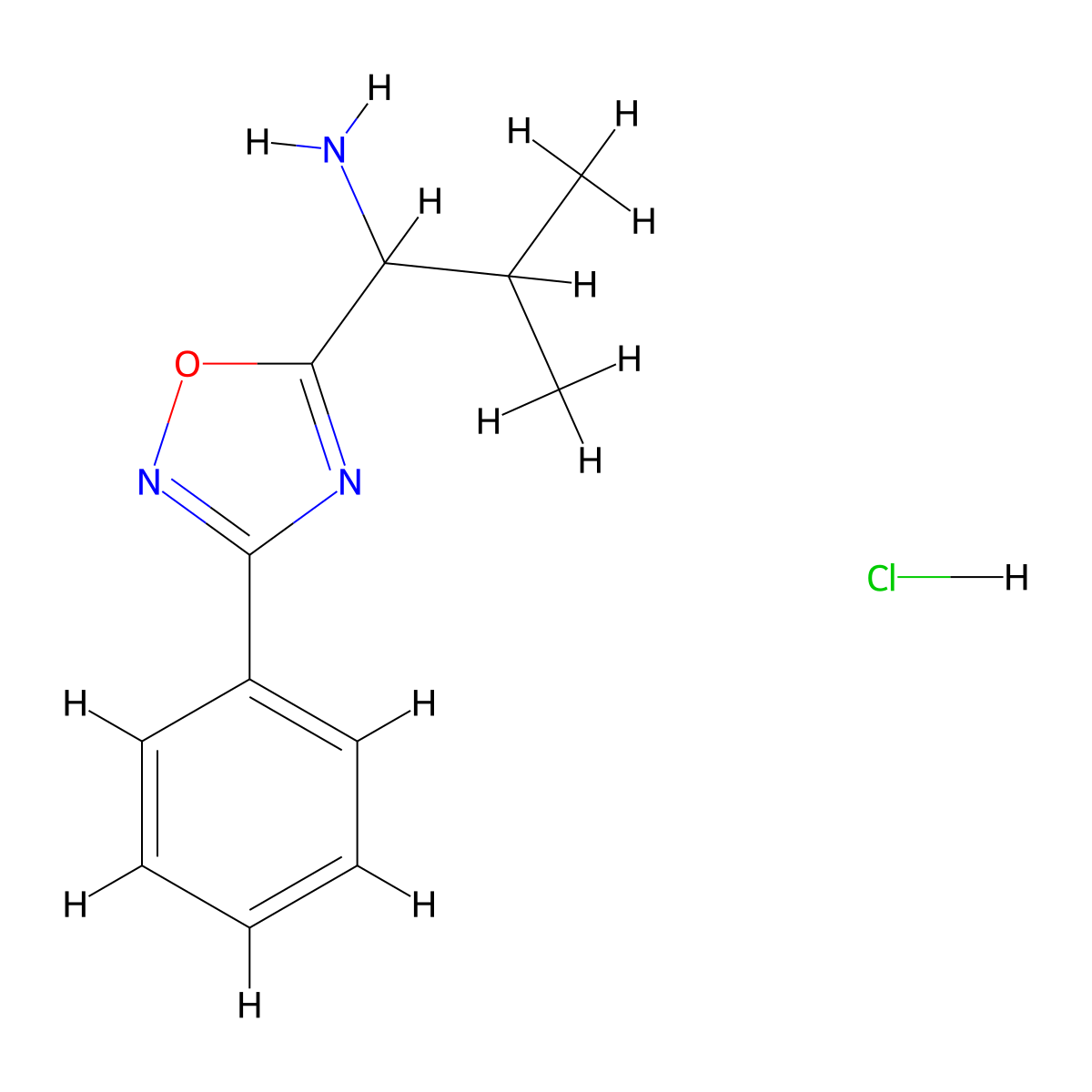 2-Methyl-1-(3-phenyl-1,2,4-oxadiazol-5-yl)propan-1-amine hydrochloride molecular structure, CAS 1197549-35-1